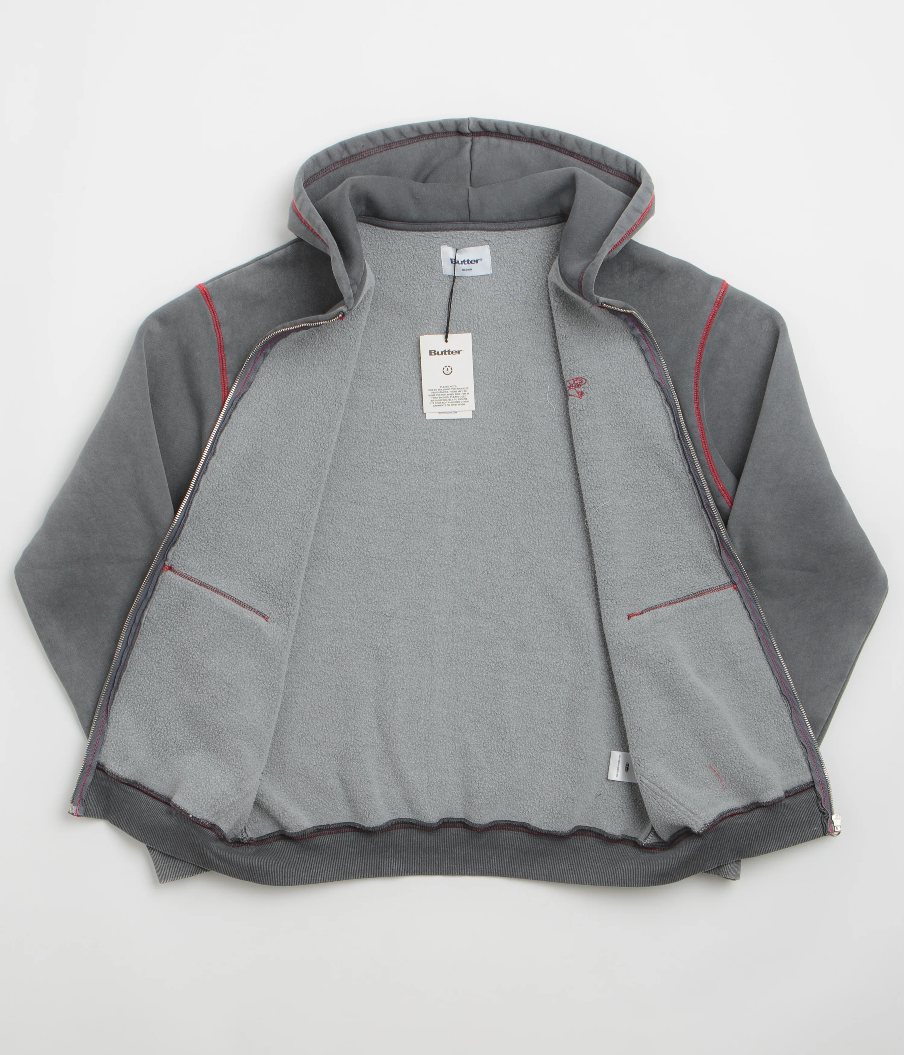 Butter Goods Jive Zip-Thru Hoodie - Washed Black - Image 2