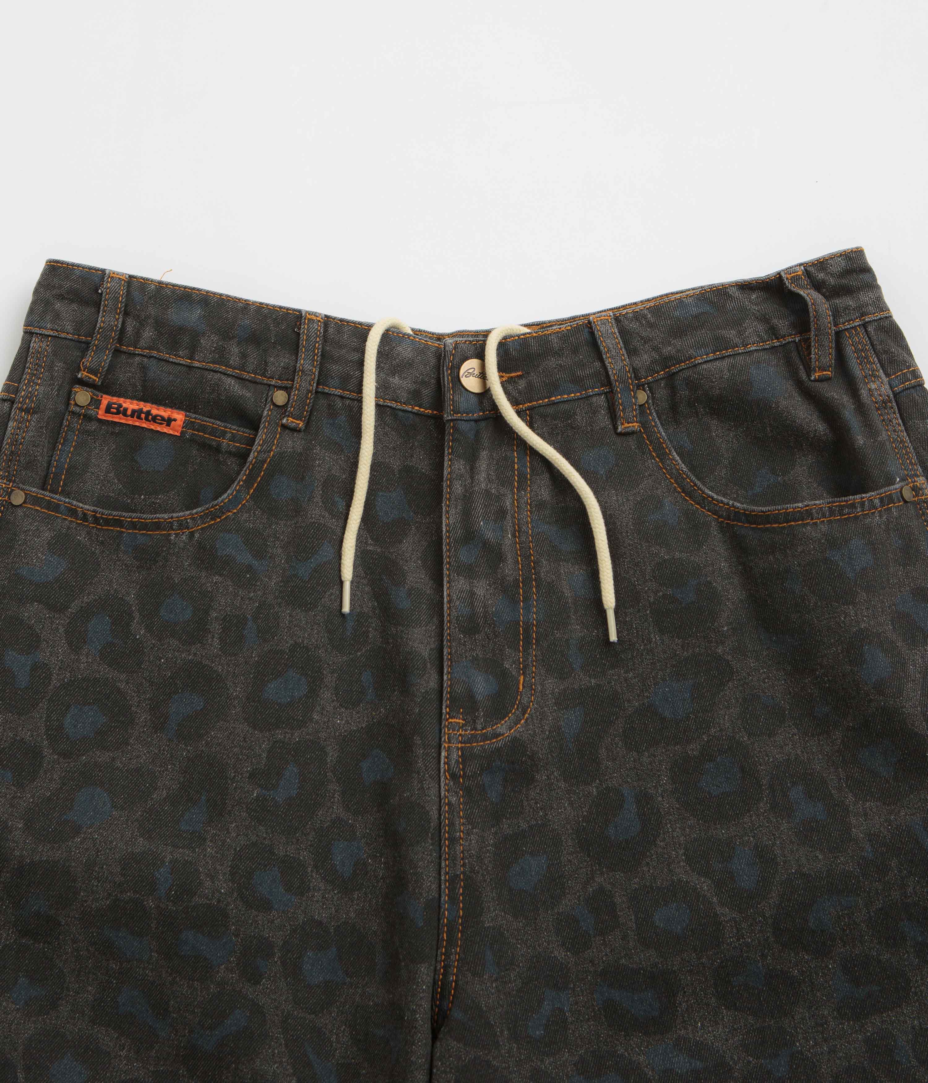 Butter Goods Leopard Denim Shorts - Black - Image 4