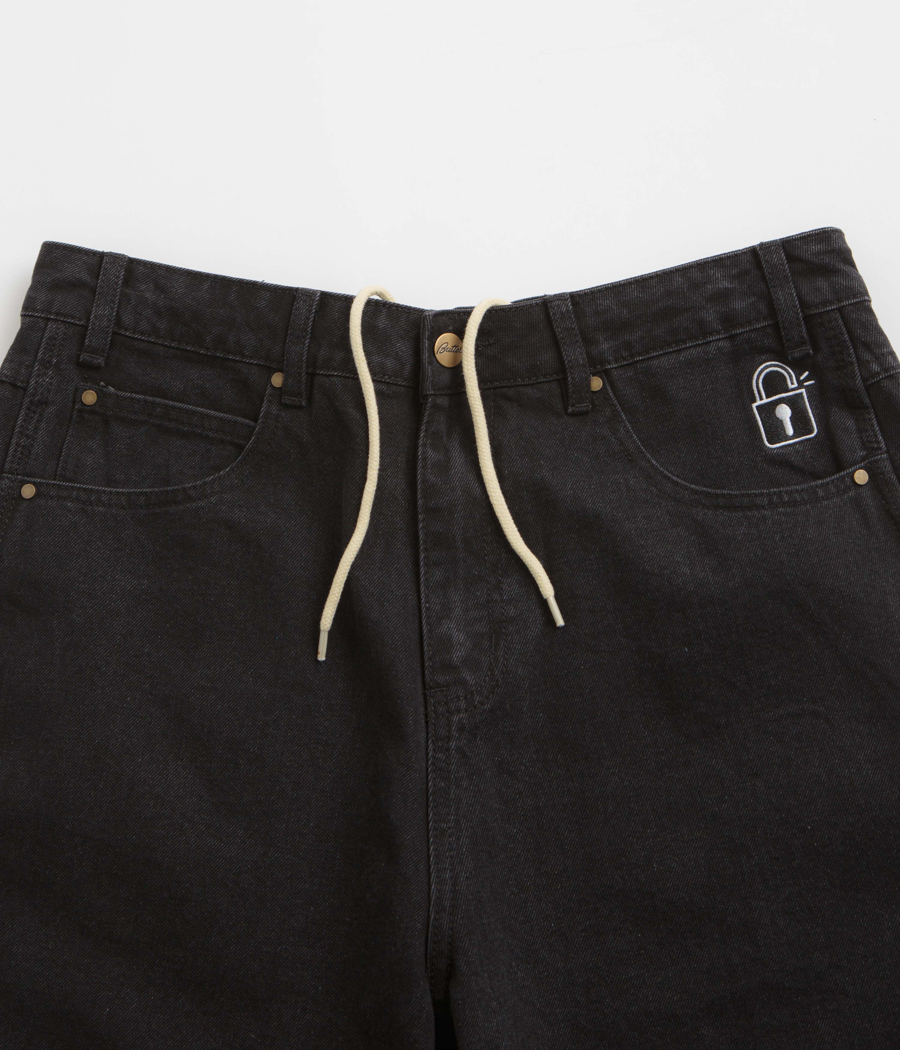 Butter Goods Lock Denim Shorts - Flat Black - Image 5