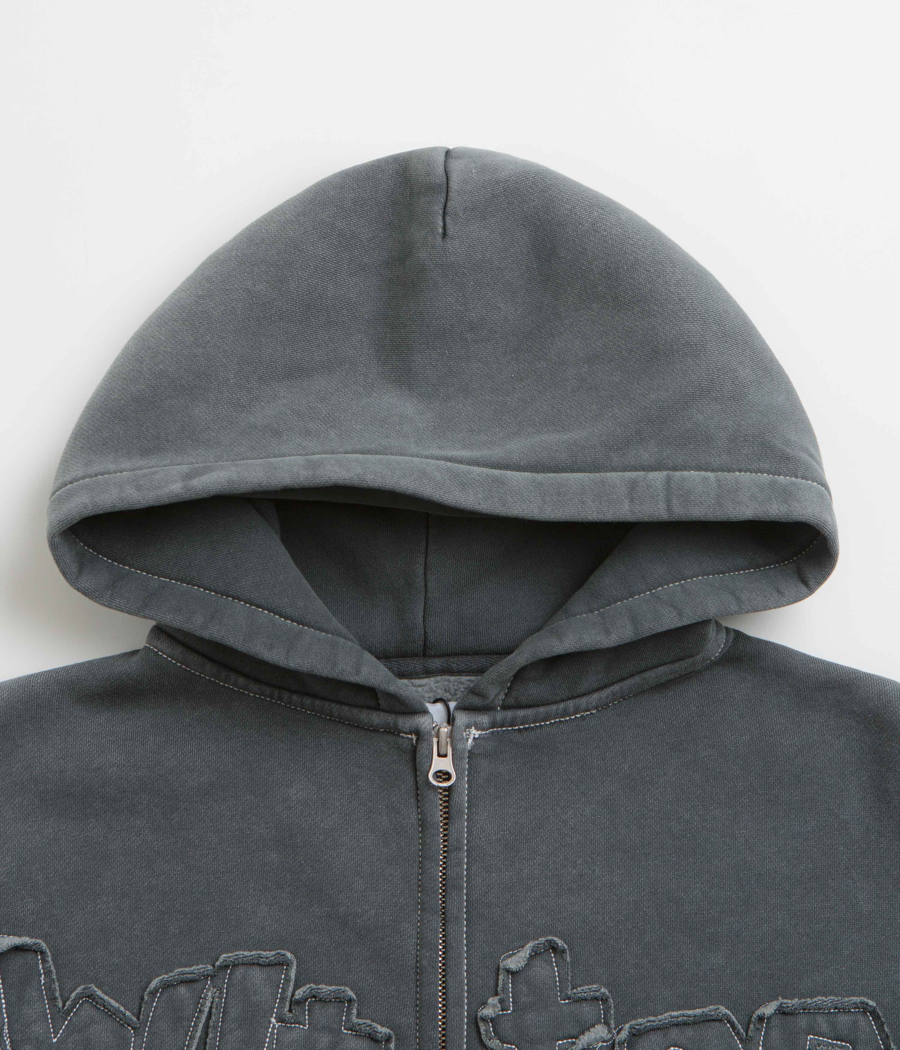 Butter Goods Mineral Wash Zip-Thru Hoodie - Charcoal - Image 5