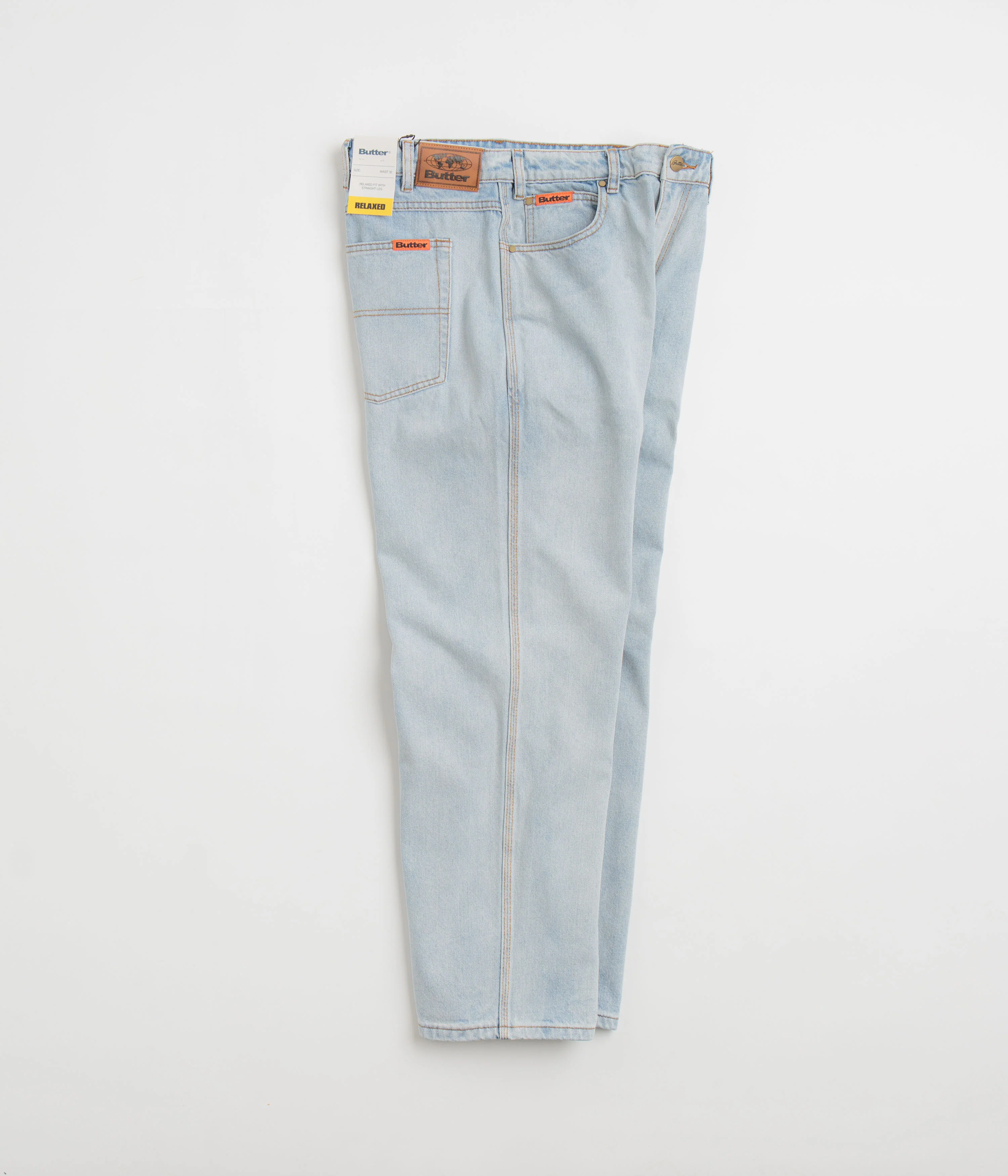 Butter Goods Relaxed Jeans - Light Blue / Orange - Image 2