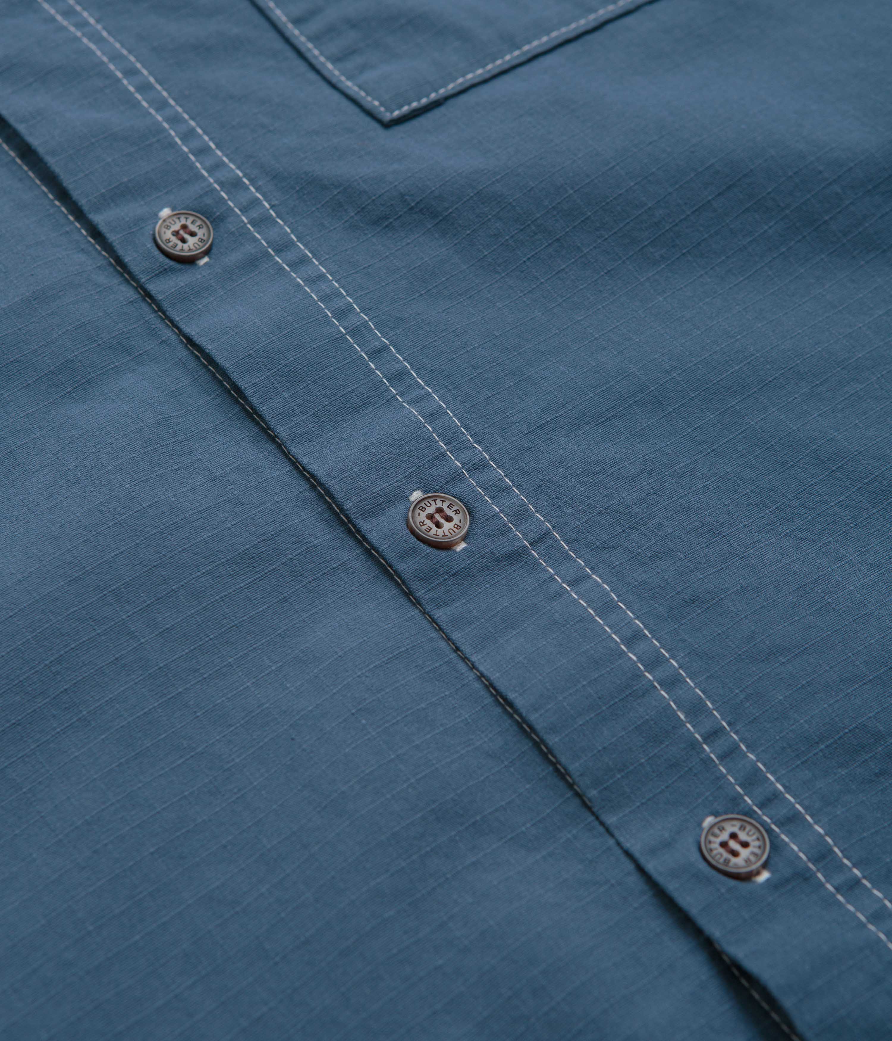 Butter Goods Ripstop Button Up Shirt - Work Blue - Image 4
