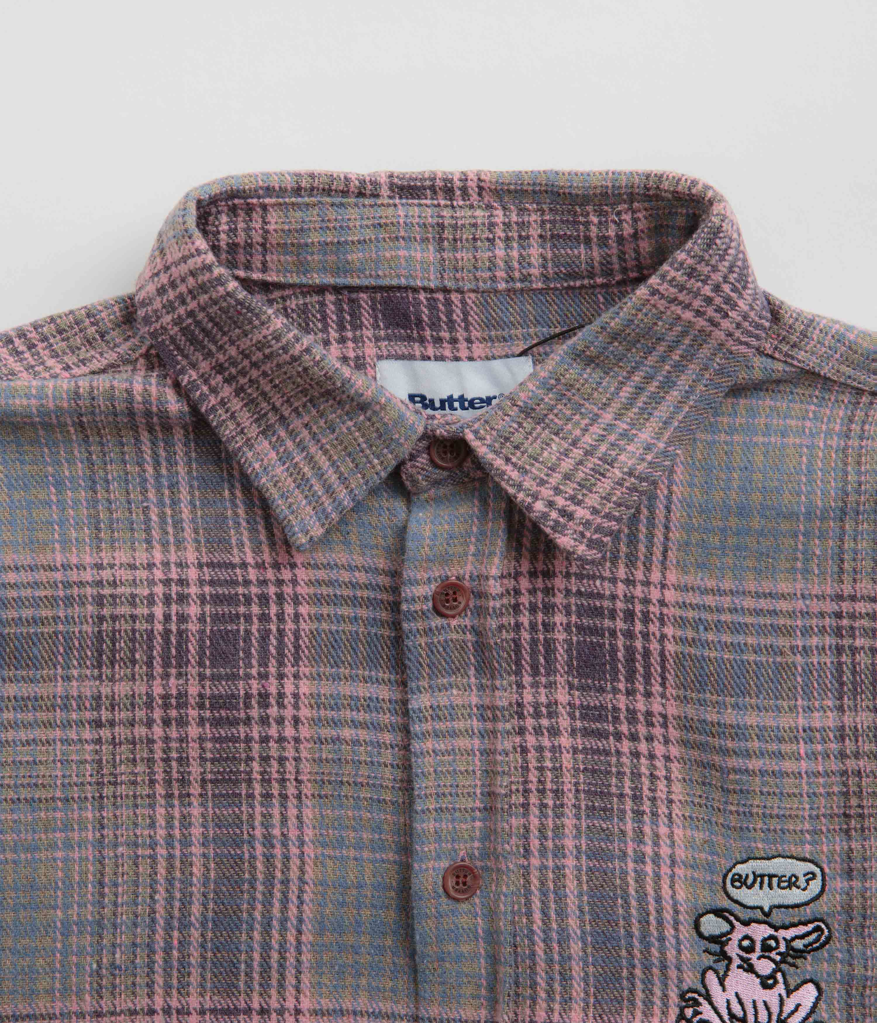 Butter Goods Rodent Flannel Shirt - Pink / Grey - Image 4