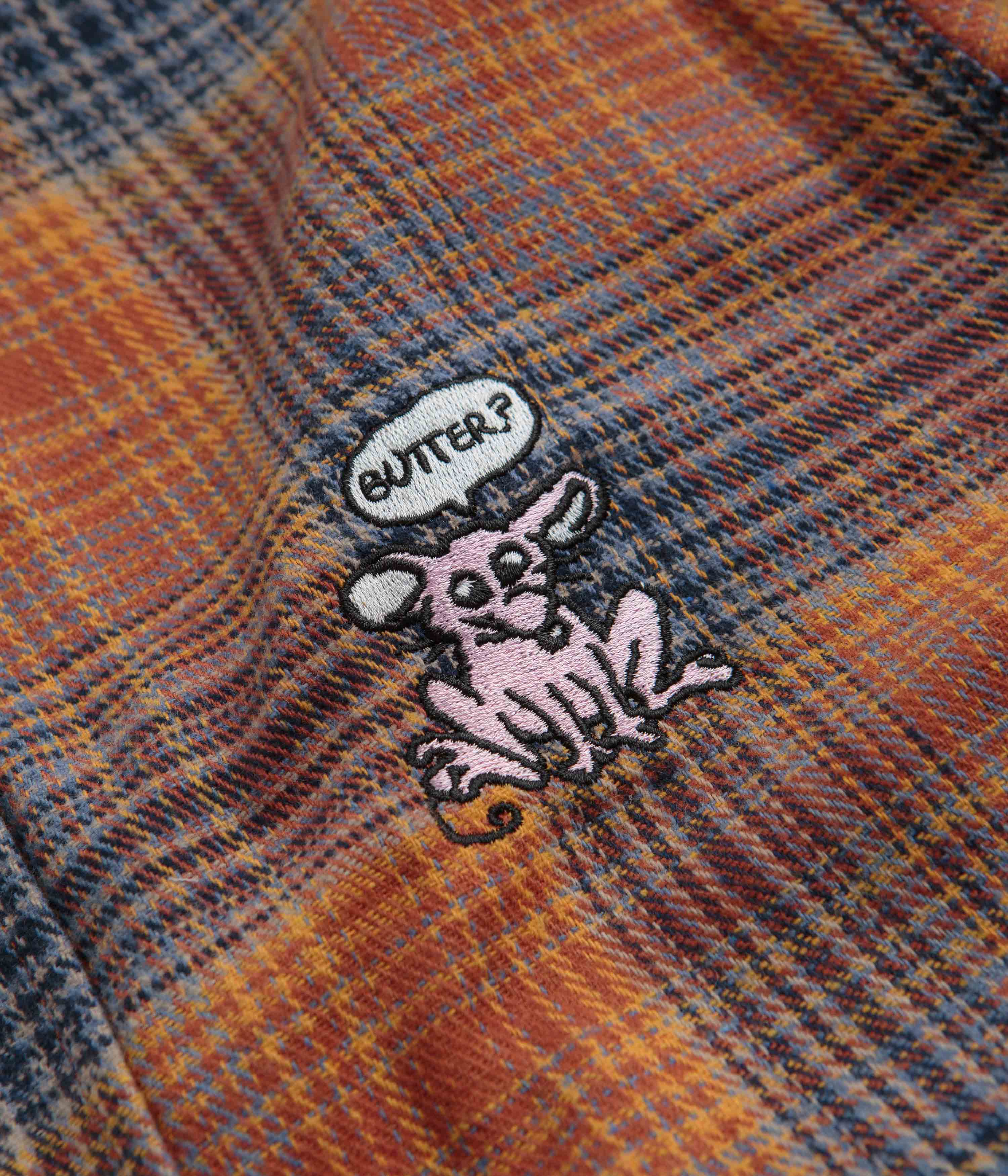 Butter Goods Rodent Flannel Shirt - Rust / Navy - Image 3