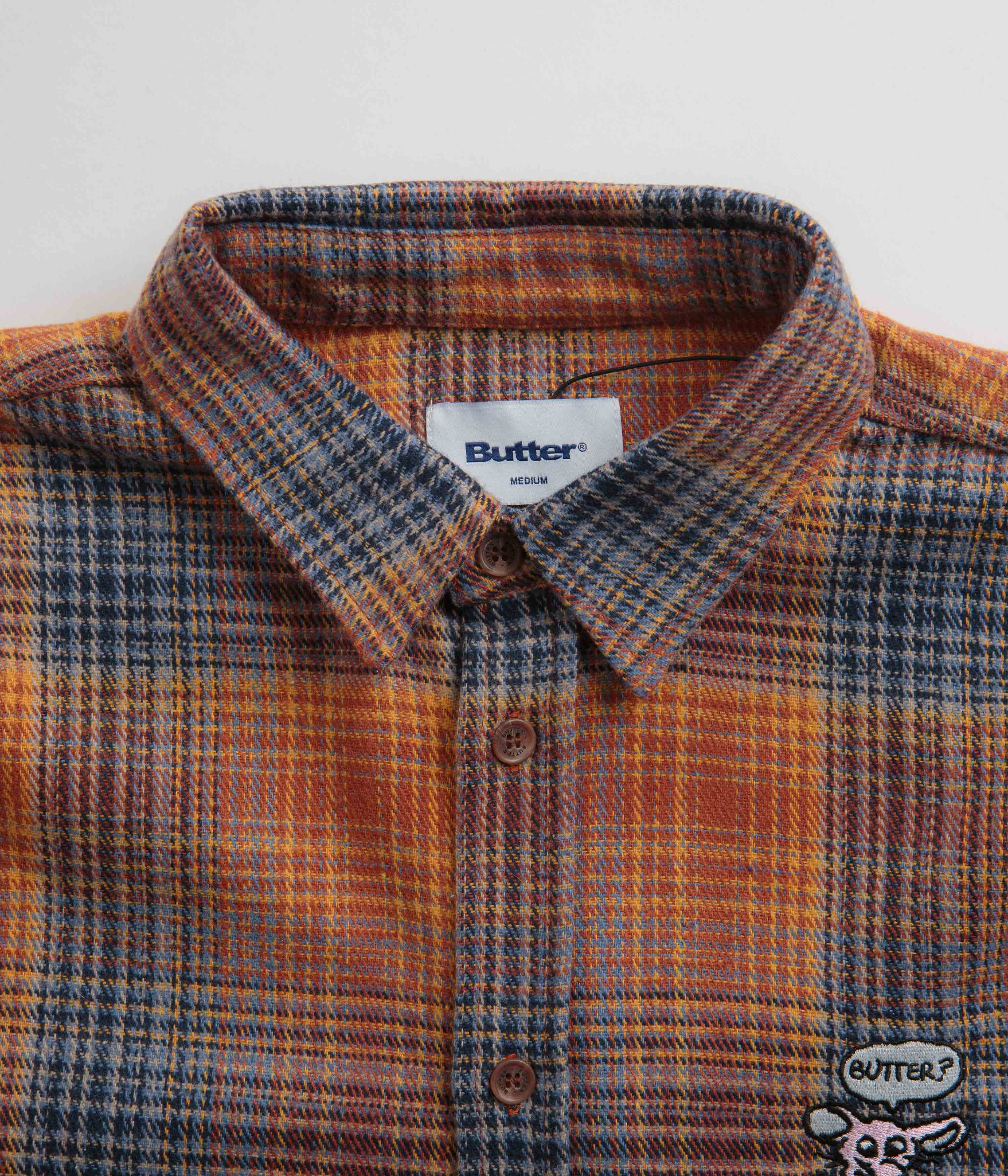 Butter Goods Rodent Flannel Shirt - Rust / Navy - Image 4