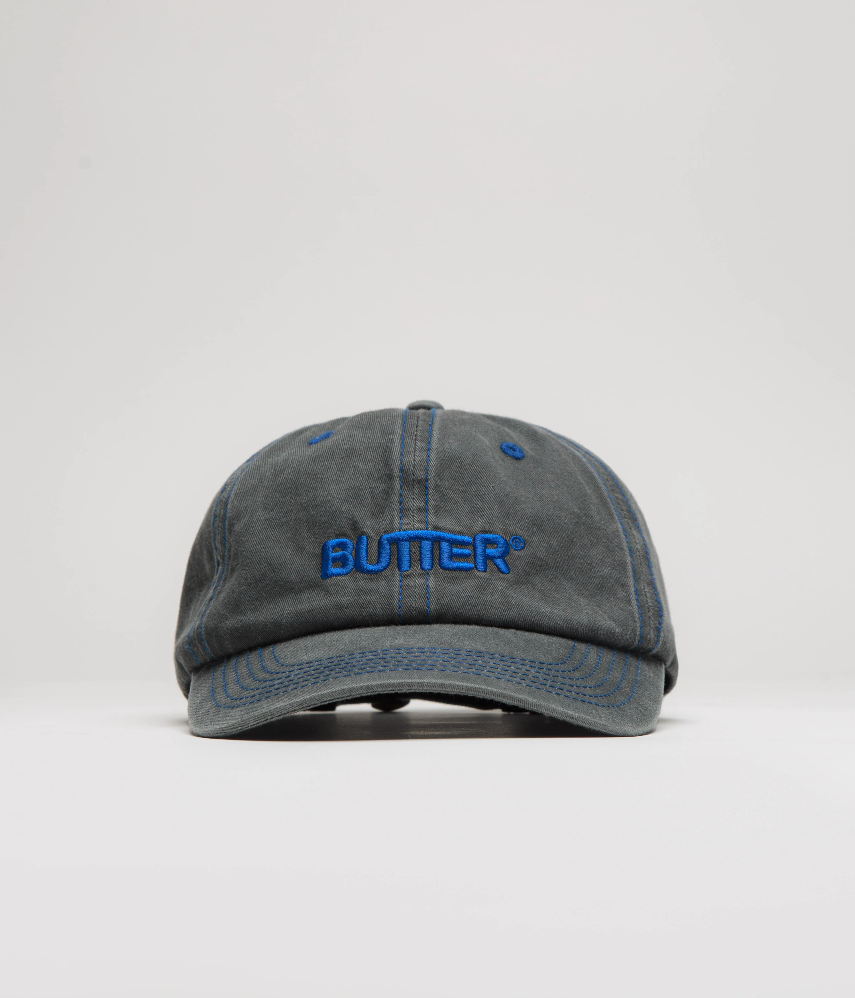Butter Goods Rounded Logo Cap - Washed Black / Blue - Image 4