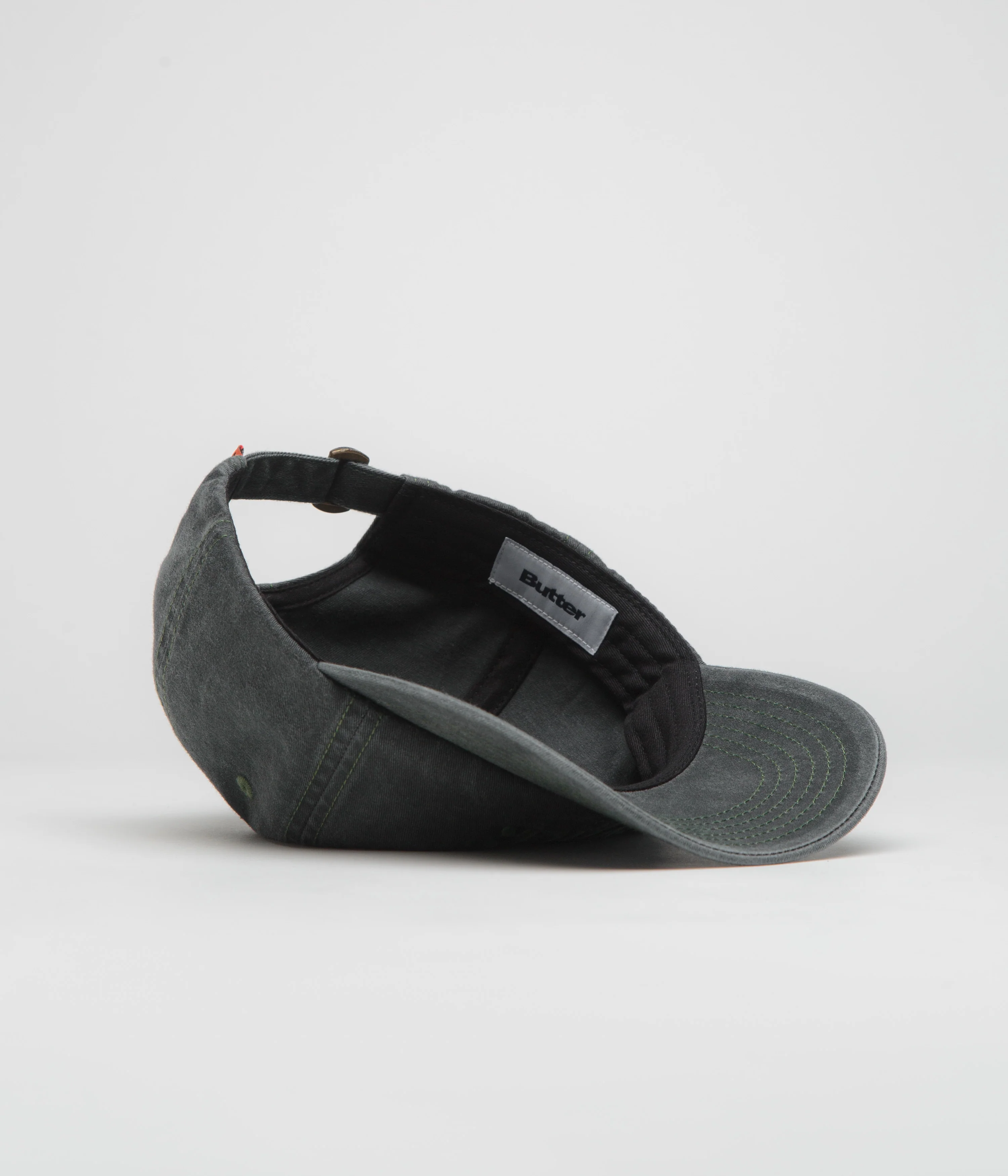 Butter Goods Rounded Logo Cap - Washed Black / Green - Image 4