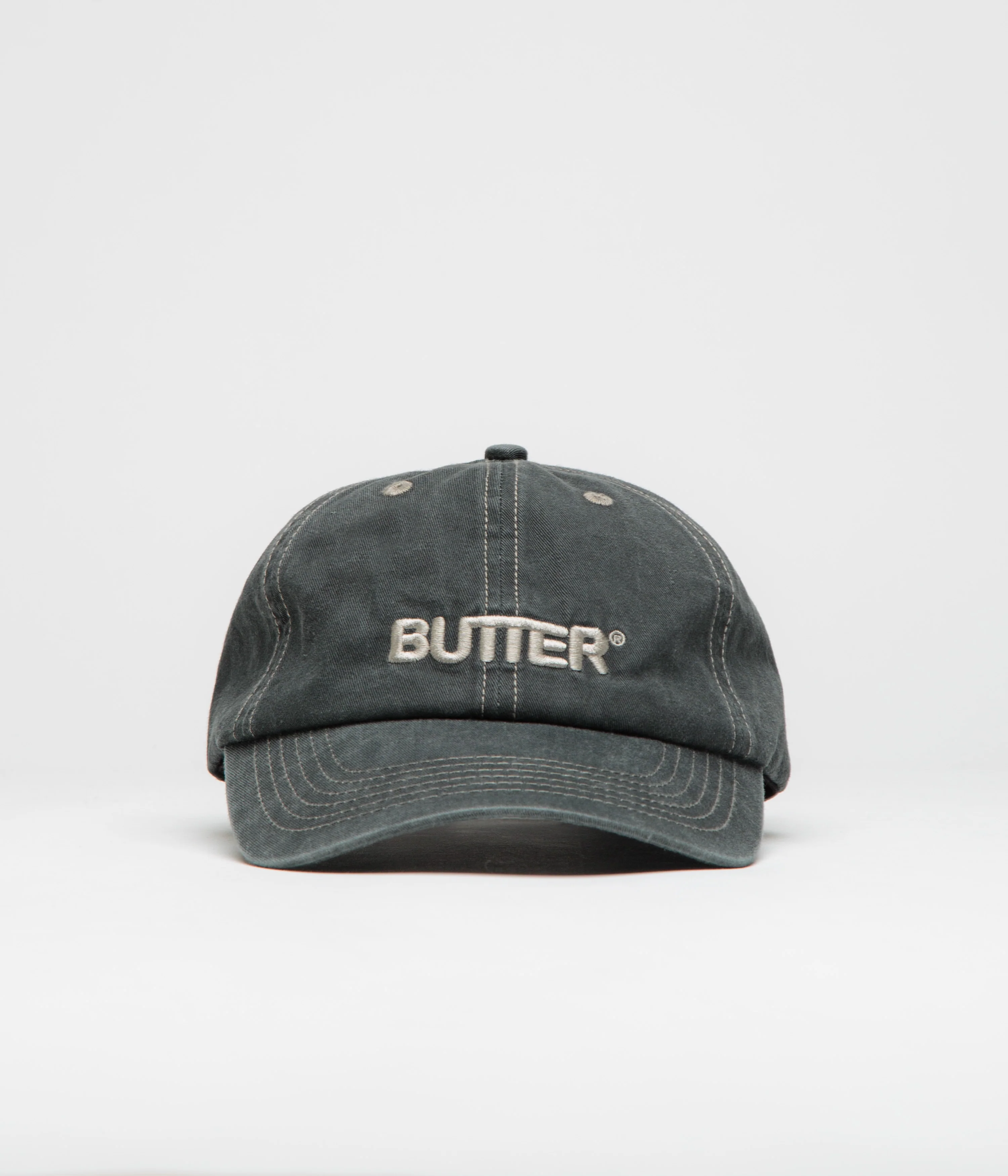 Butter Goods Rounded Logo Cap - Washed Black / Grey - Image 2