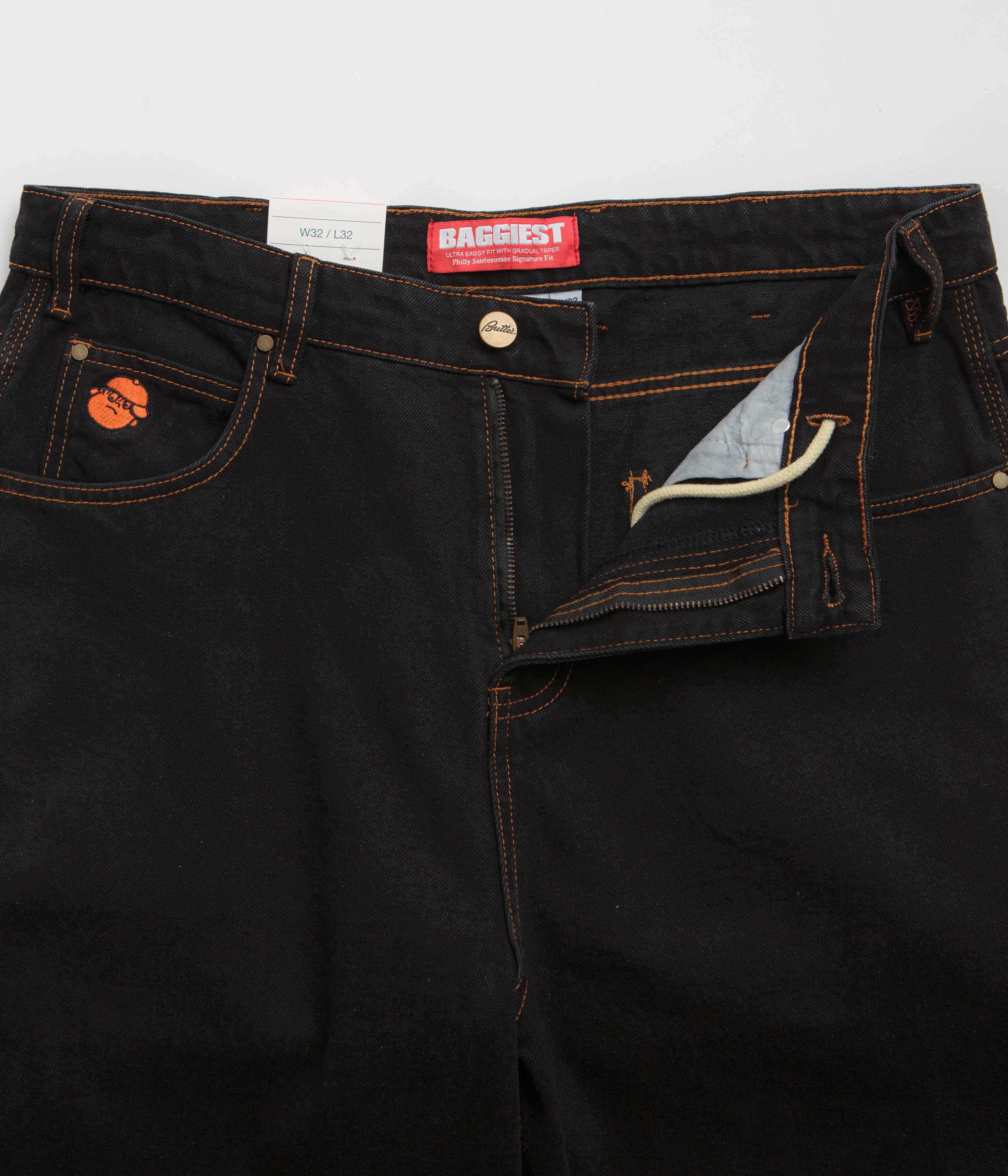 Butter Goods Santosuosso Jeans - Washed Black / Orange - Image 6