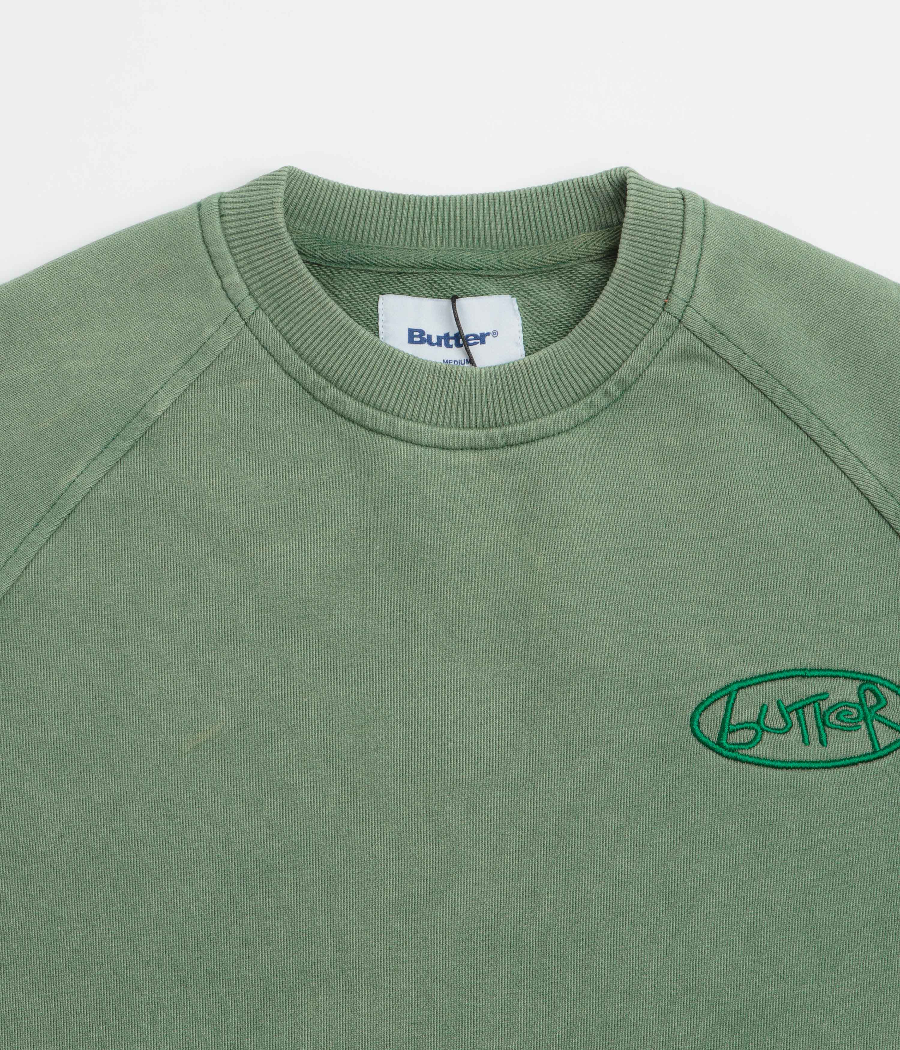 Butter Goods Scrubbed Crewneck Sweatshirt - Fern - Image 2