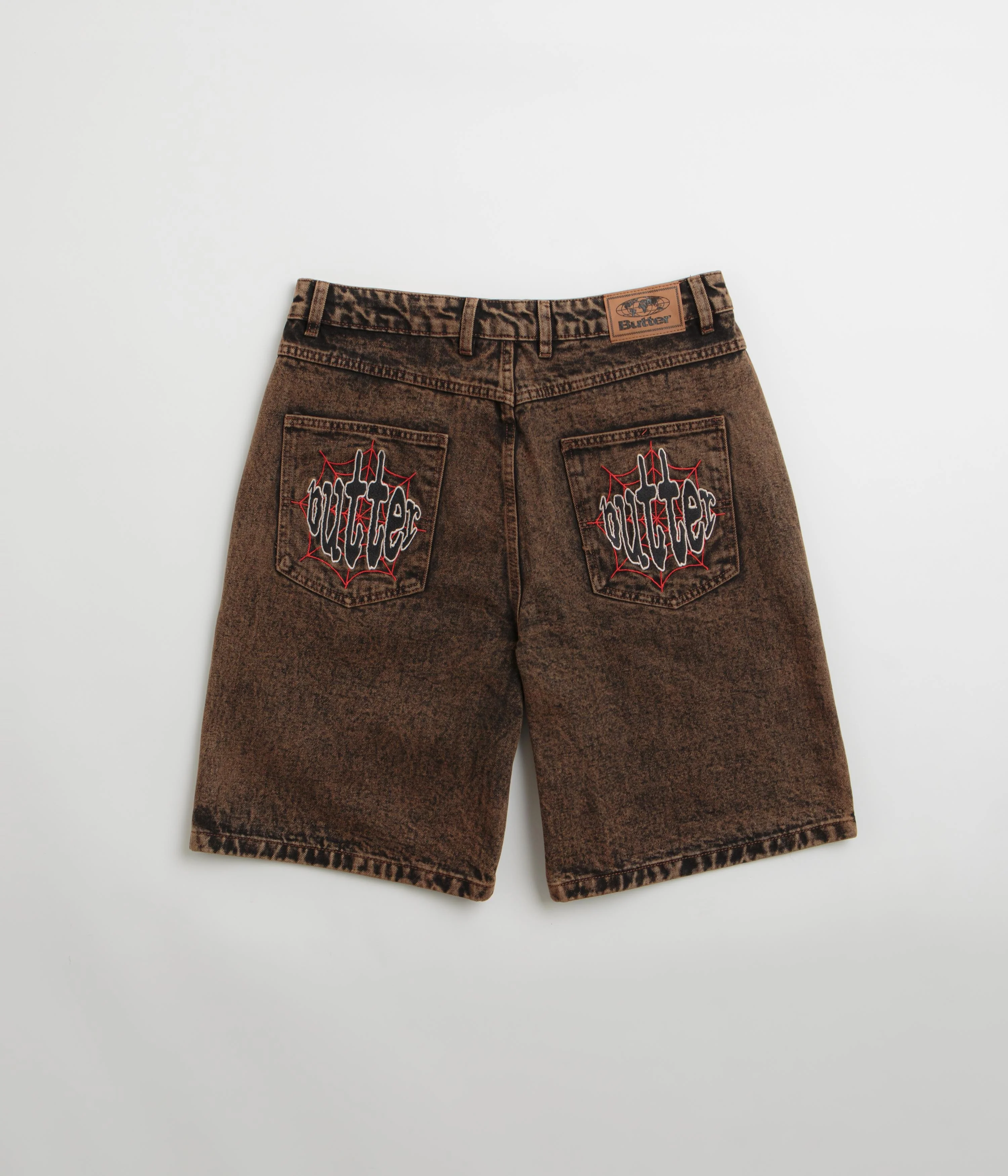 Butter Goods Spider Denim Shorts - Acid Brown - Image 3