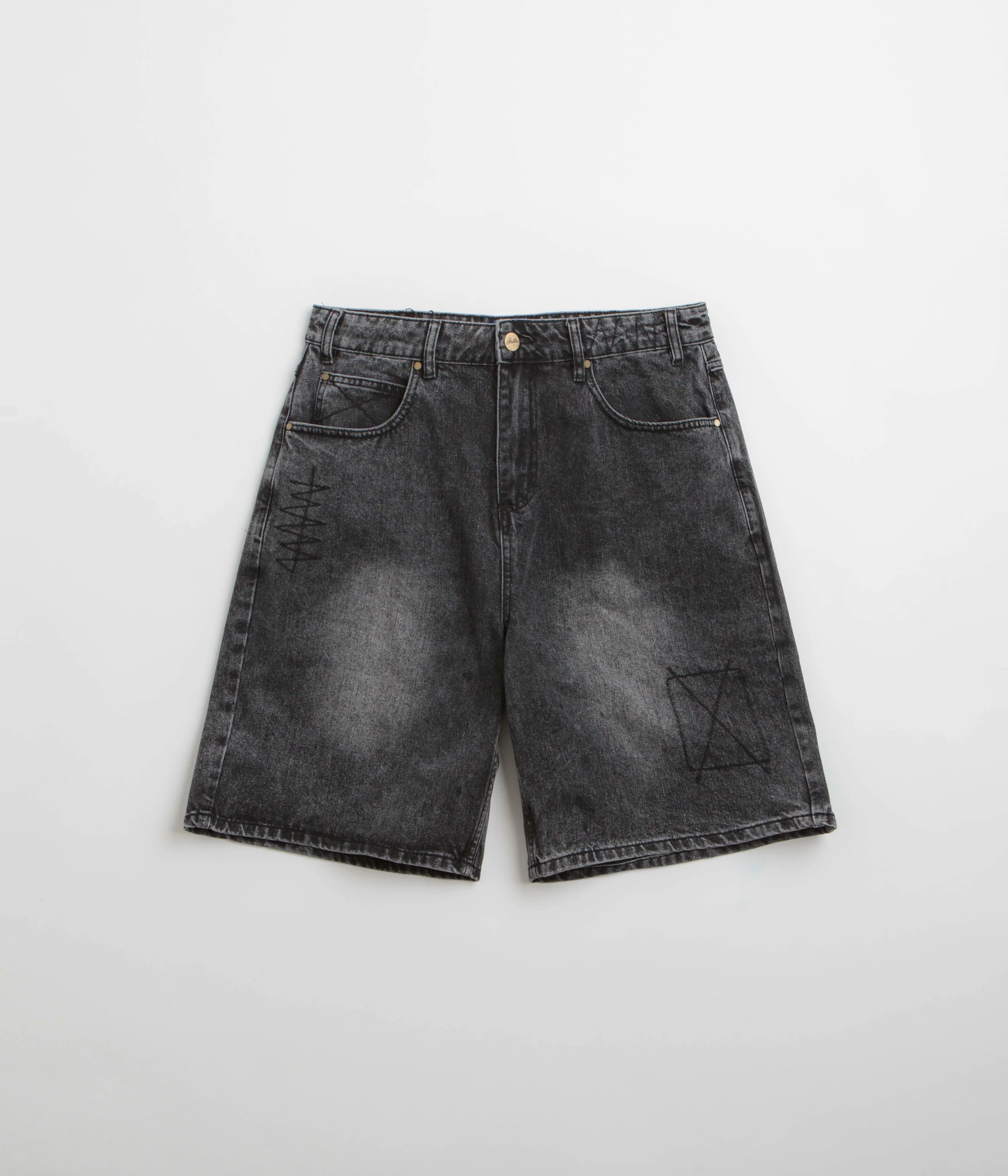 Butter Goods Stitch Denim Shorts - Distressed Grey