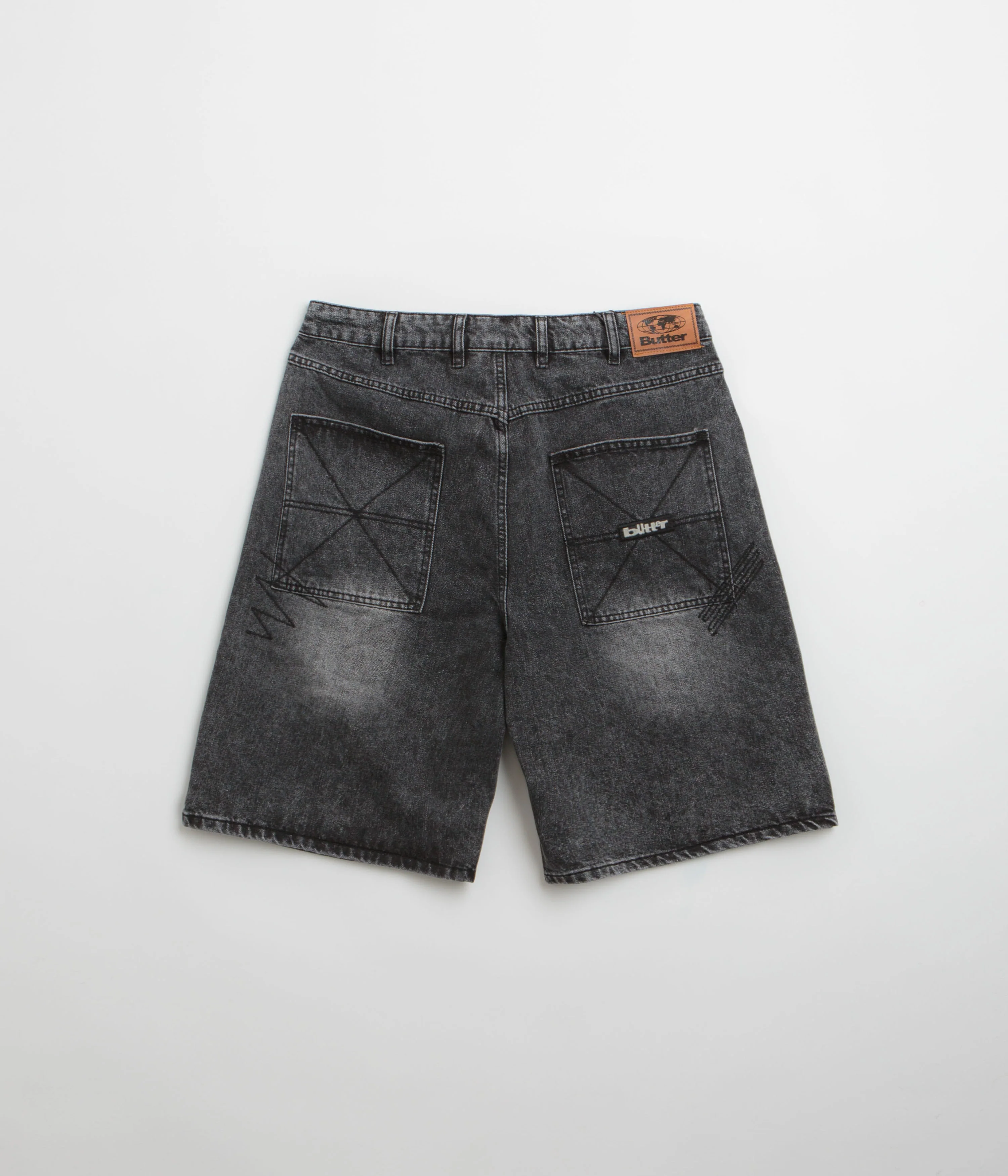 Butter Goods Stitch Denim Shorts - Distressed Grey - Image 3