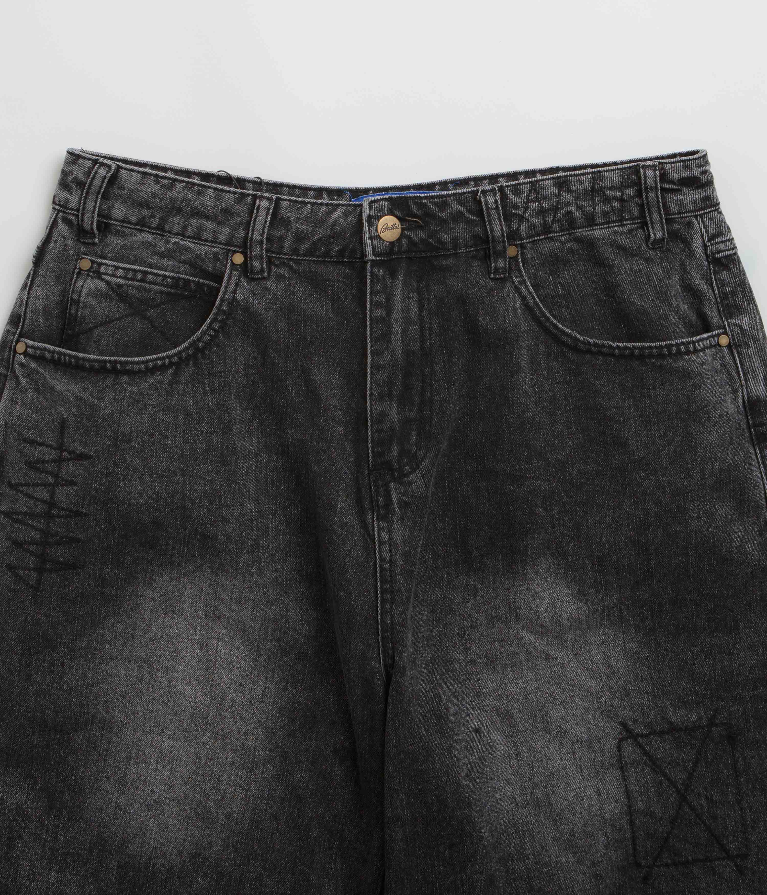 Butter Goods Stitch Denim Shorts - Distressed Grey - Image 4