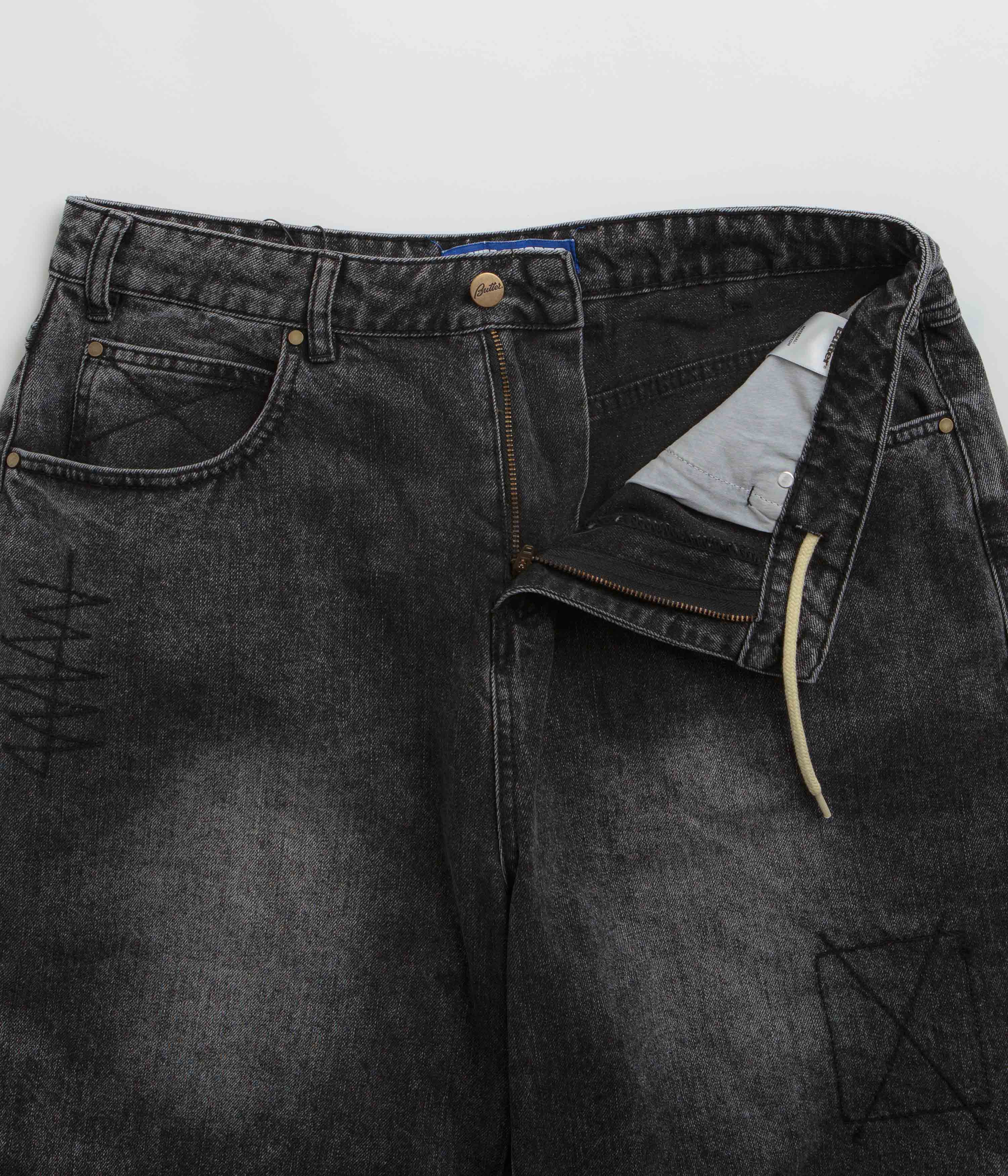 Butter Goods Stitch Denim Shorts - Distressed Grey - Image 5