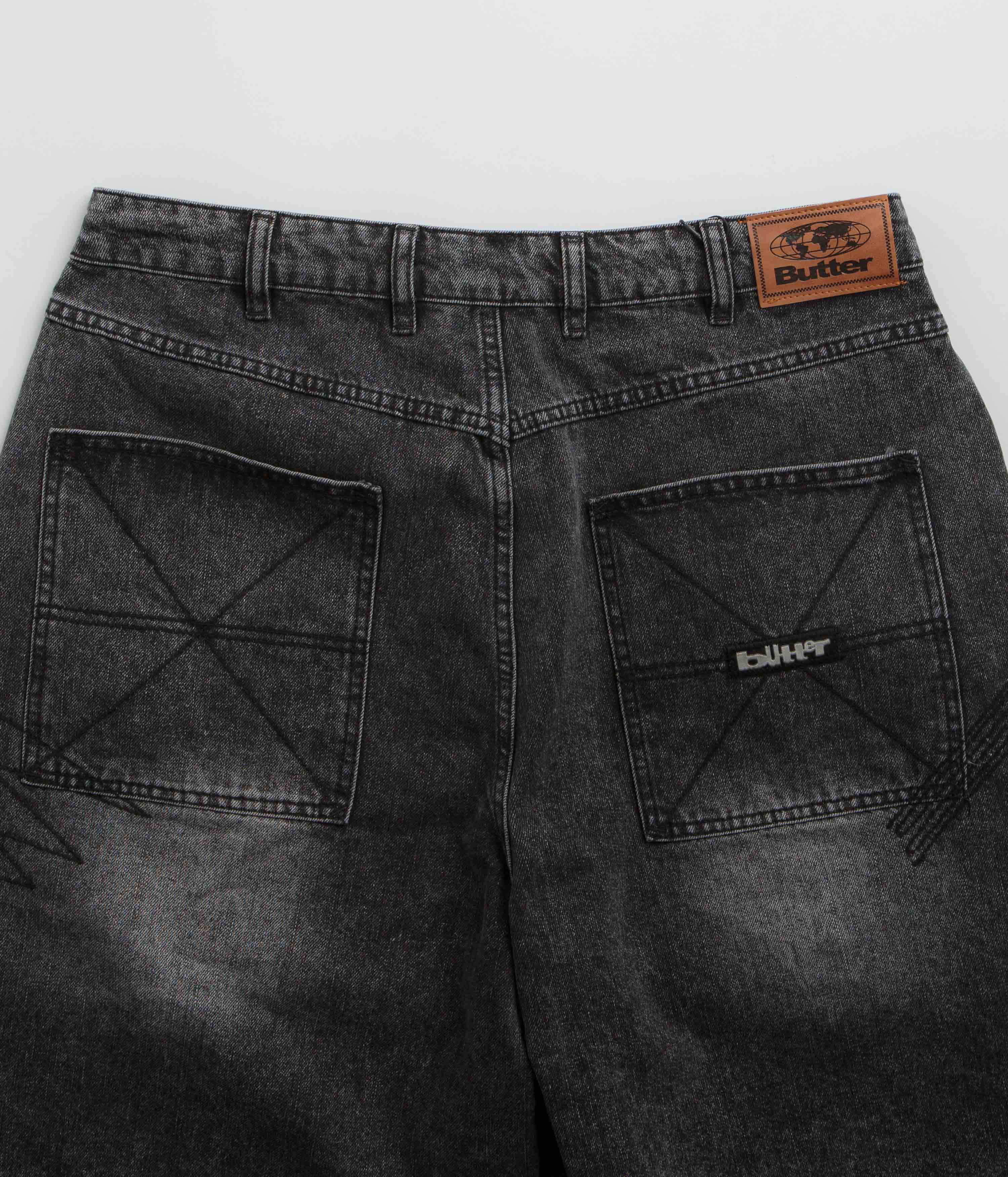 Butter Goods Stitch Denim Shorts - Distressed Grey - Image 6