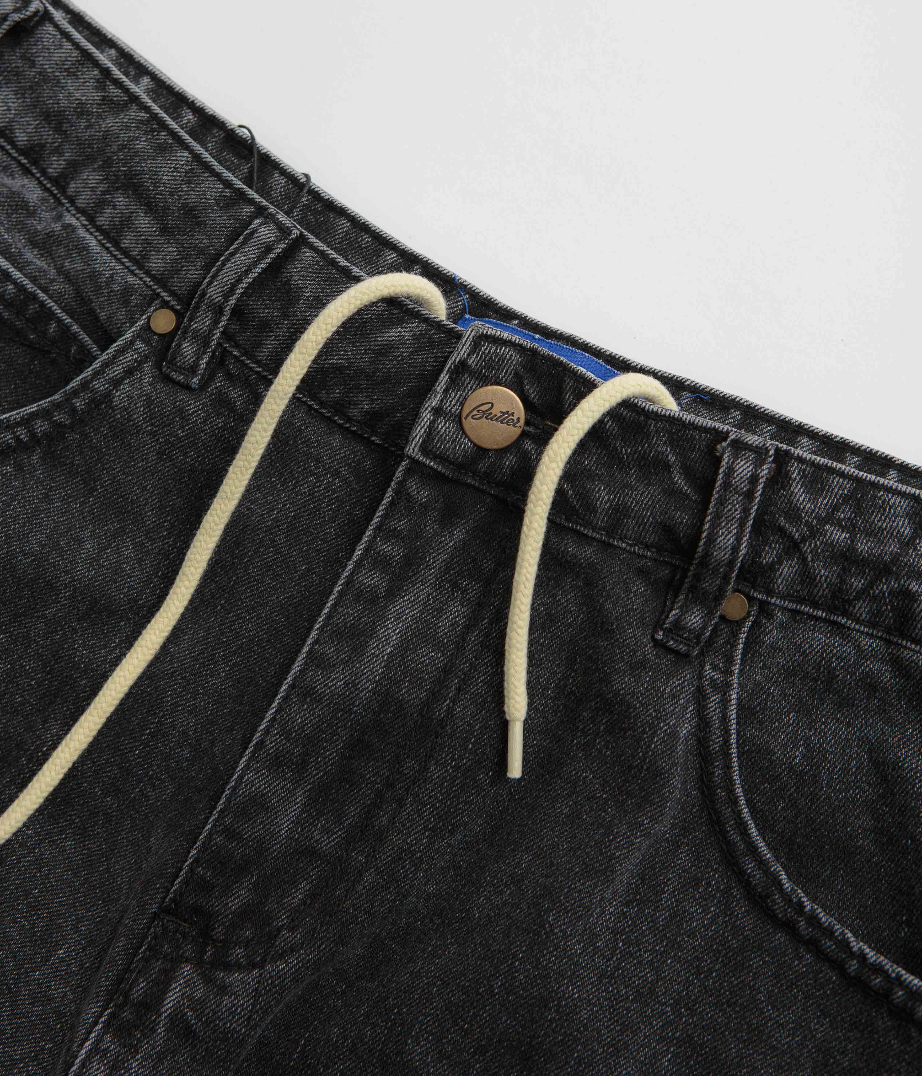 Butter Goods Stitch Denim Shorts - Distressed Grey - Image 7
