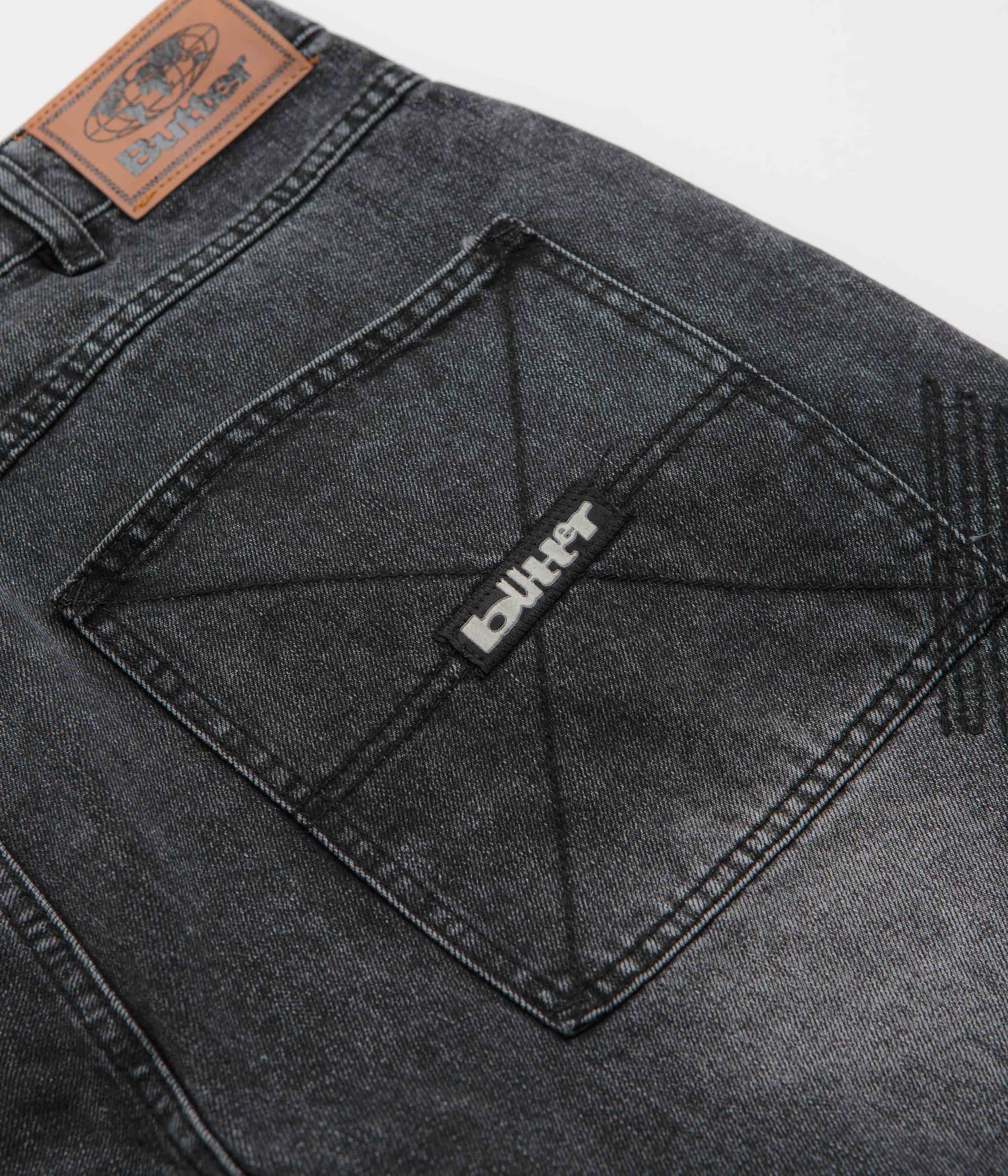 Butter Goods Stitch Denim Shorts - Distressed Grey - Image 9