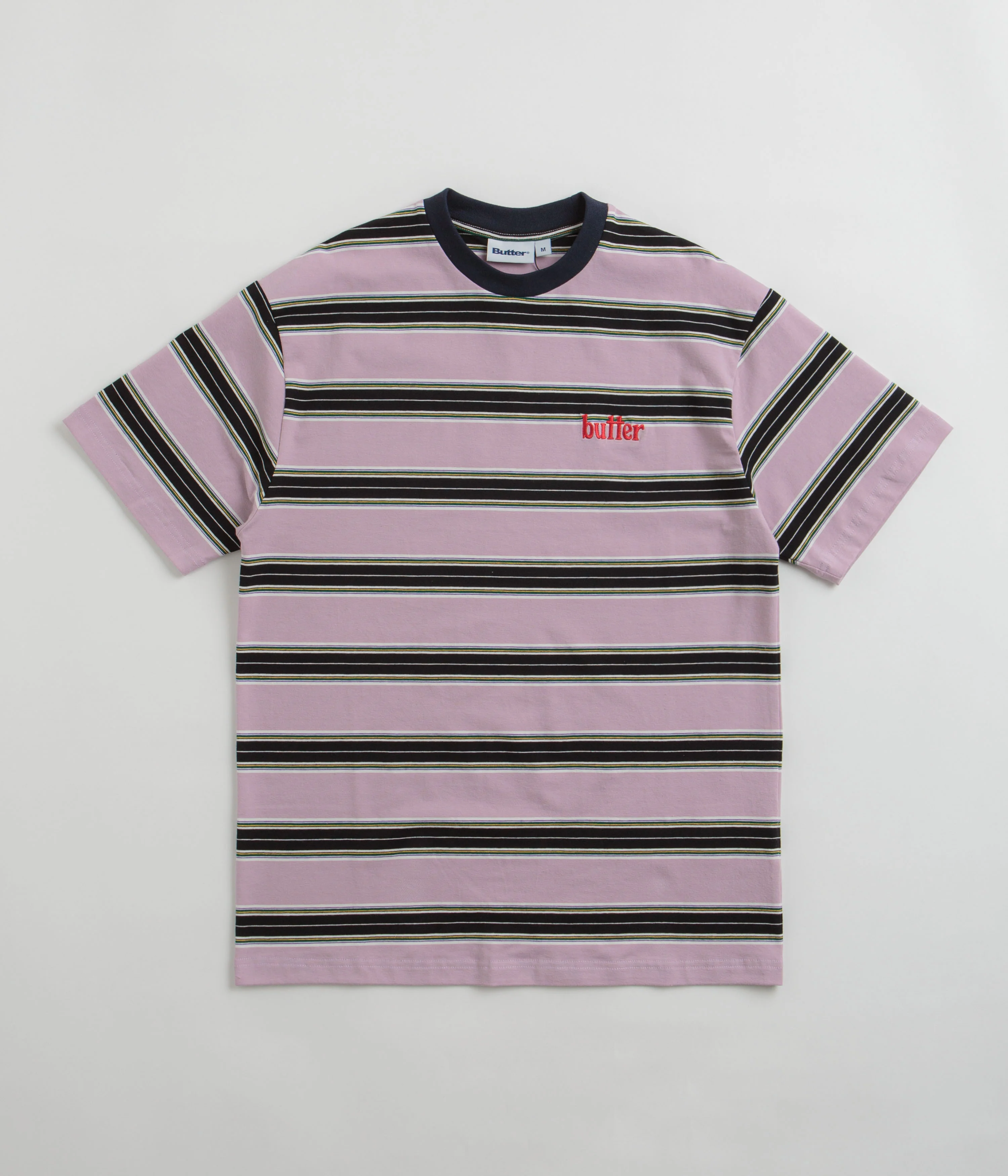 Butter Goods Stripe T-Shirt - Black / Berry