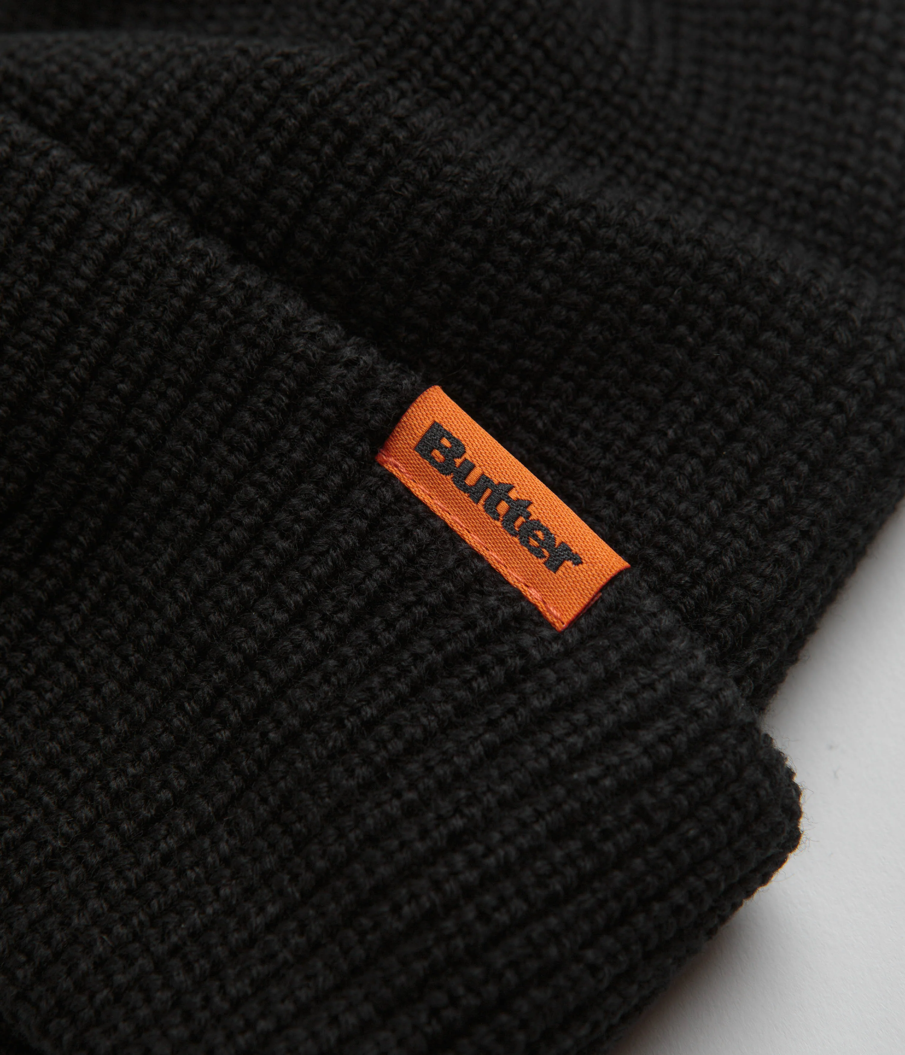 Butter Goods Tall Wharfie Beanie - Black / Orange - Image 2