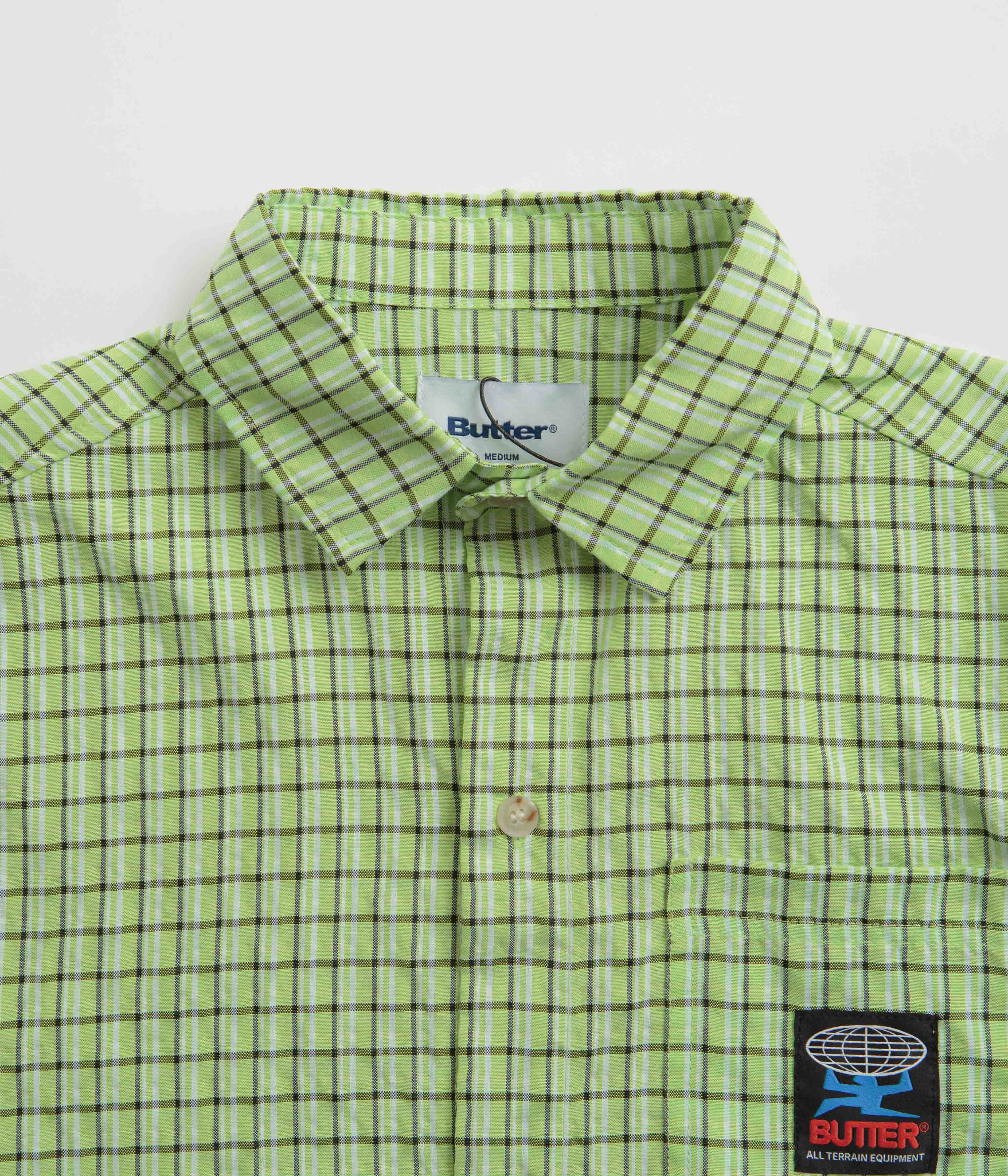 Butter Goods Terrain Short Sleeve Shirt - Lime / Black - Image 3