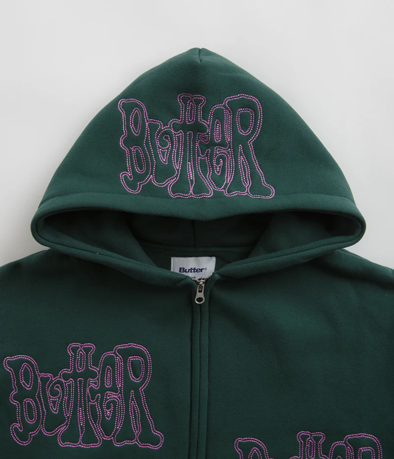 Butter Goods Tour Zip-Thru Hoodie - Dark Green - Image 4