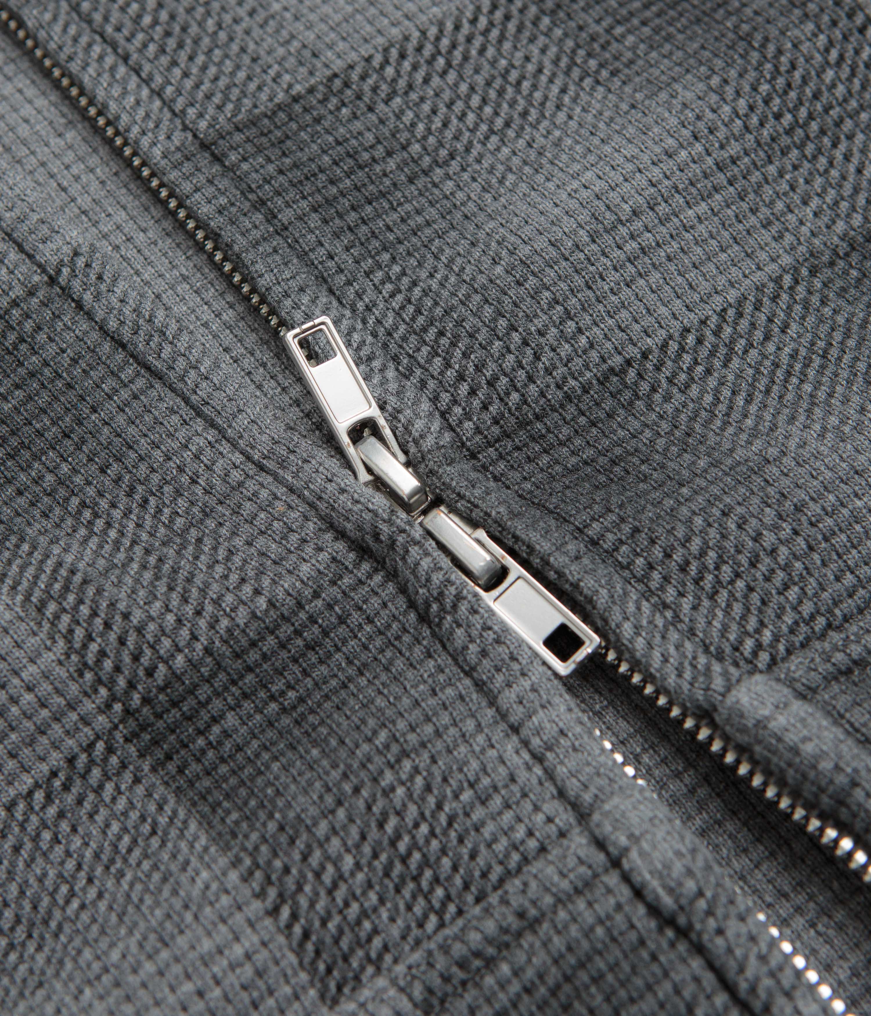 Butter Goods Waffle Zip-Thru Hoodie - Grey Plaid - Image 5
