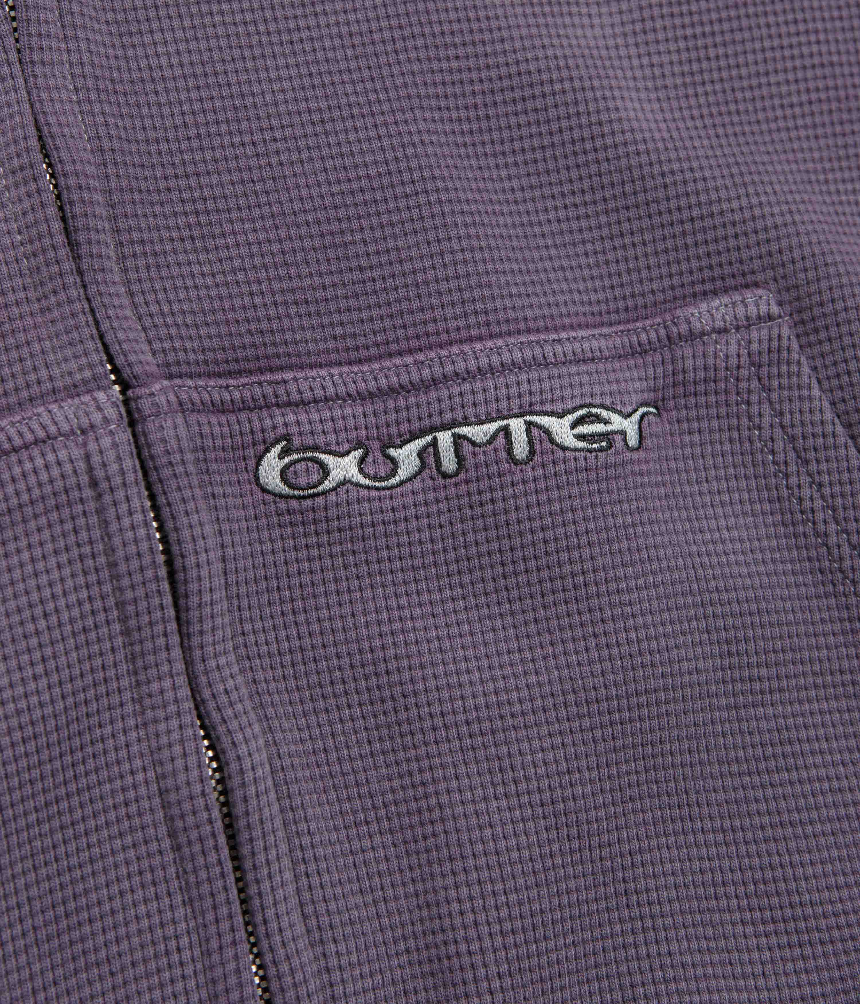Butter Goods Waffle Zip-Thru Hoodie - Urchin Overdye - Image 3