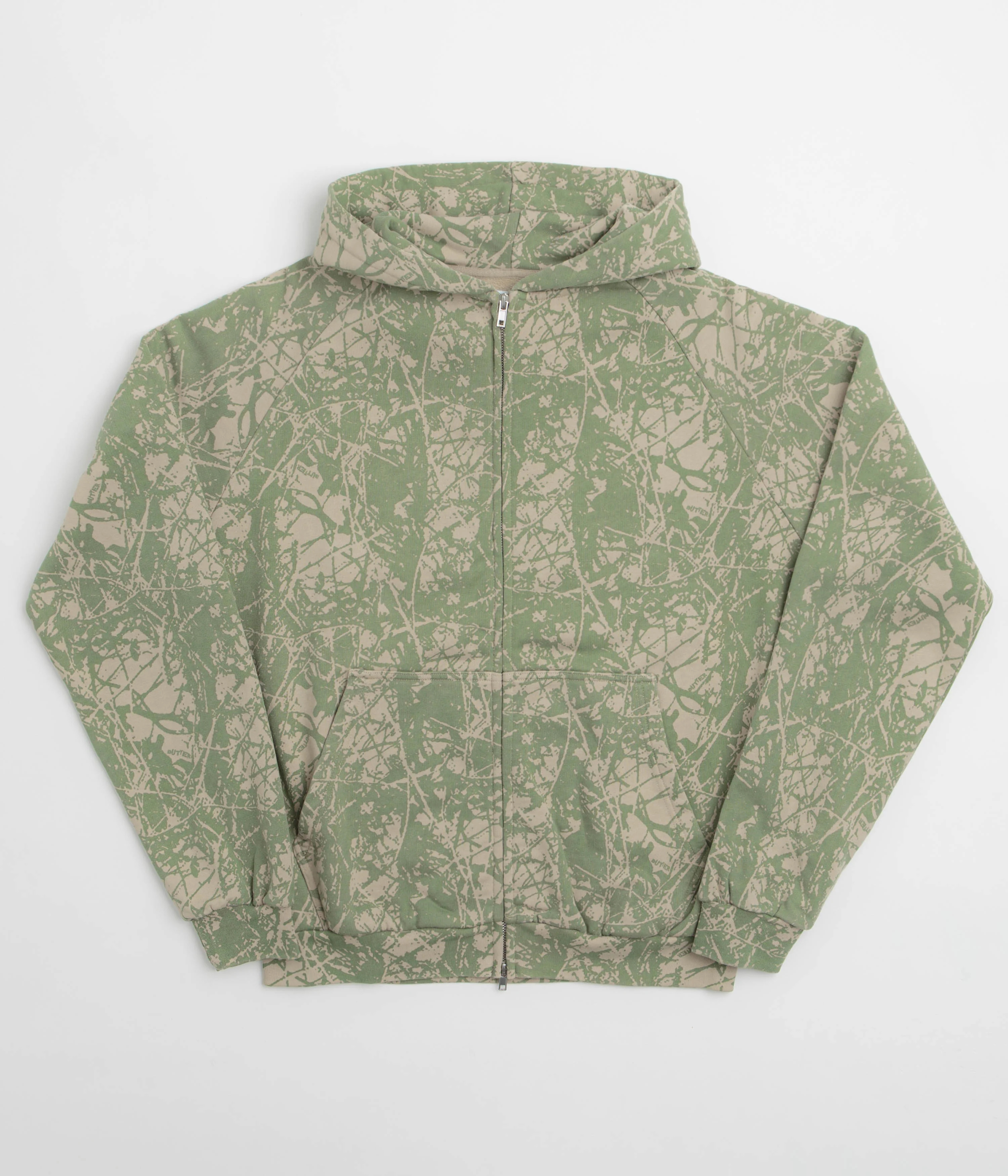 Butter Goods Woods Camo Zip-Thru Hoodie - Washed Sage