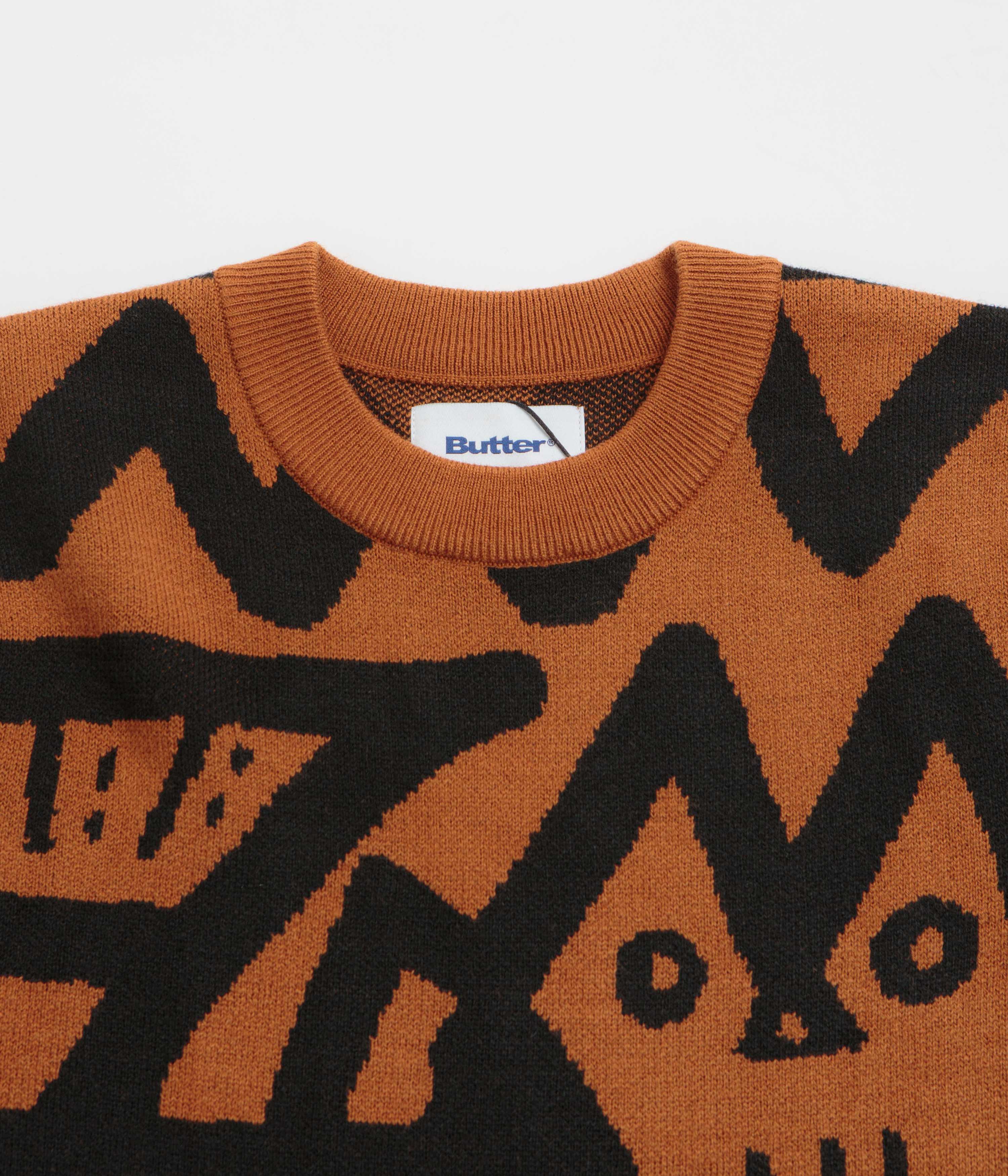 Butter Goods x Blue Note Afro Cuban Knitted Sweatshirt - Rust - Image 2