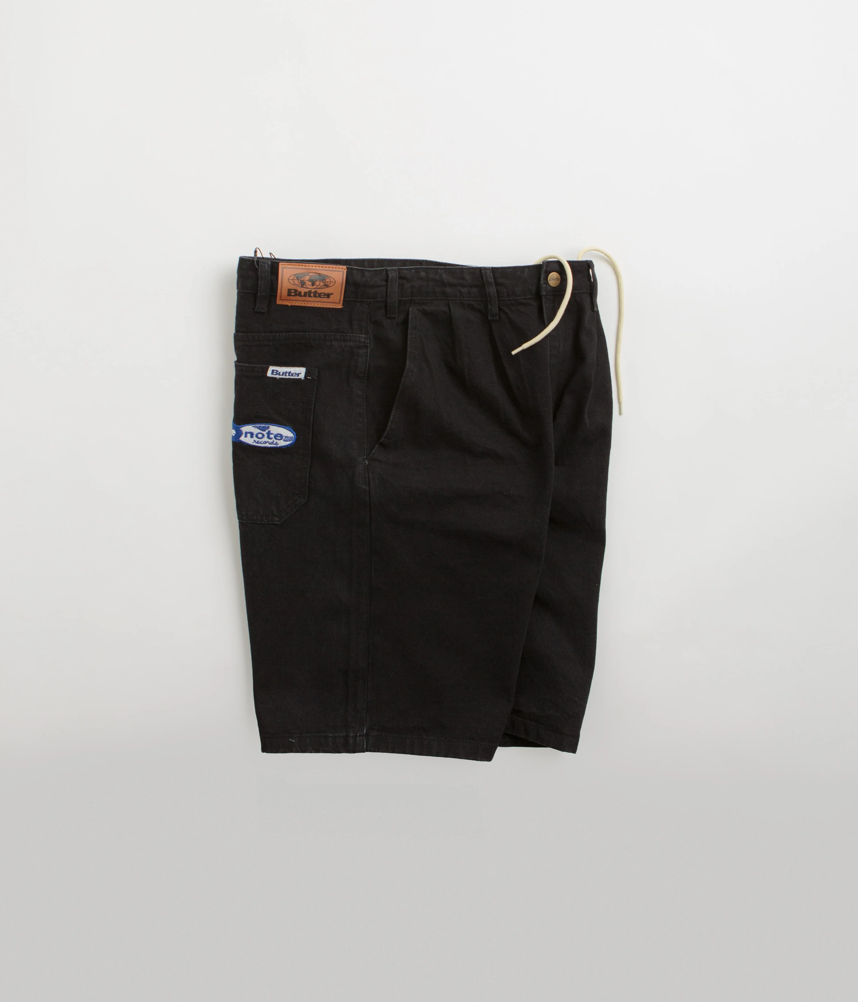 Butter Goods x Blue Note Pleated Denim Shorts - Washed Black - Image 2