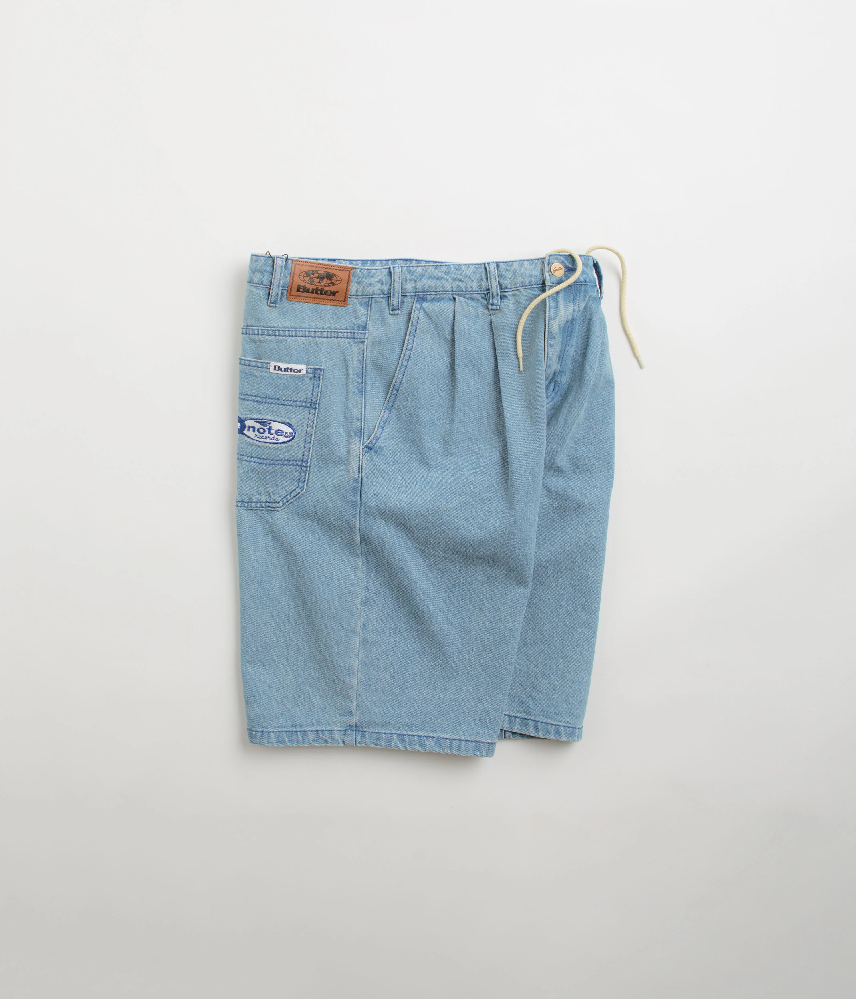 Butter Goods x Blue Note Pleated Denim Shorts - Washed Indigo - Image 2