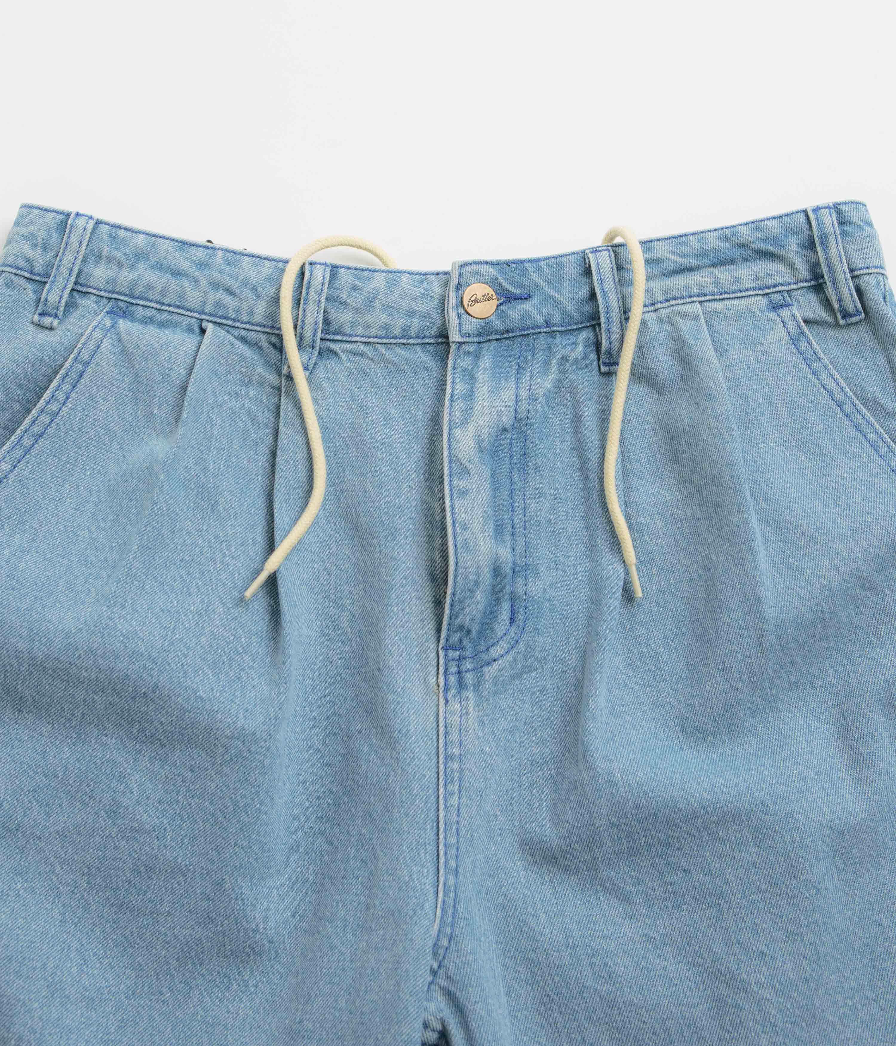 Butter Goods x Blue Note Pleated Denim Shorts - Washed Indigo - Image 5