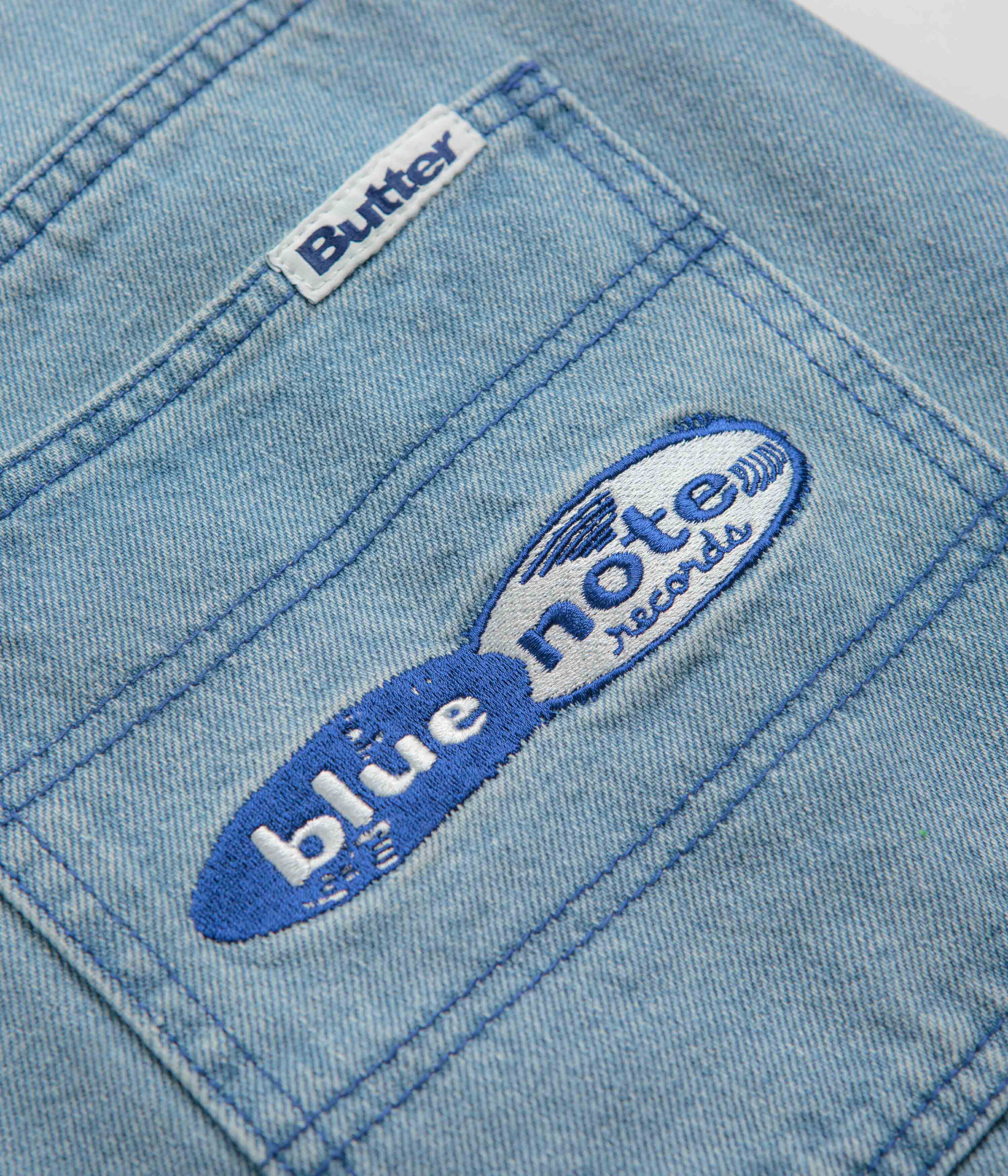 Butter Goods x Blue Note Pleated Denim Shorts - Washed Indigo - Image 8