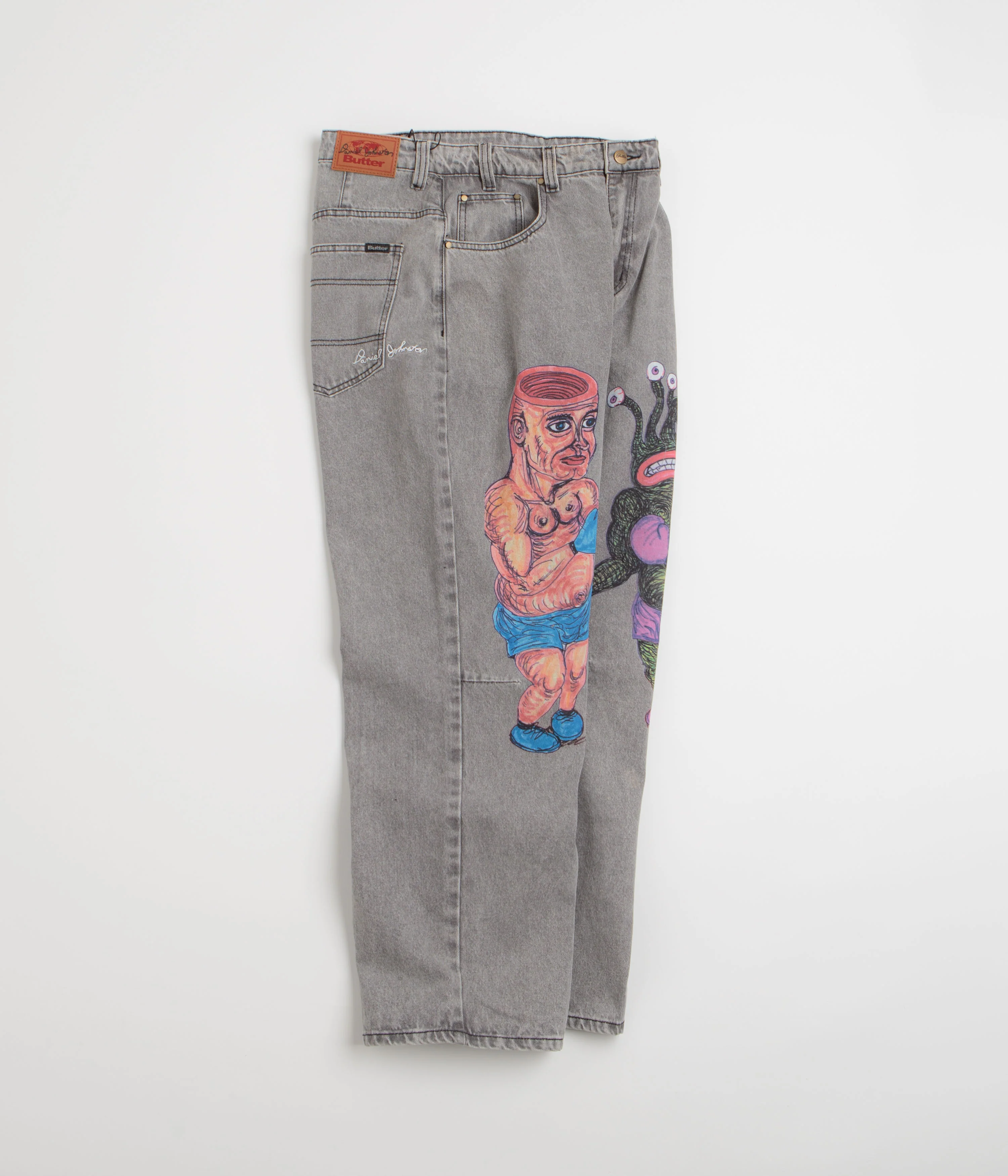 Butter Goods x Daniel Johnston Boxing Jeans - Washed Grey - Image 2