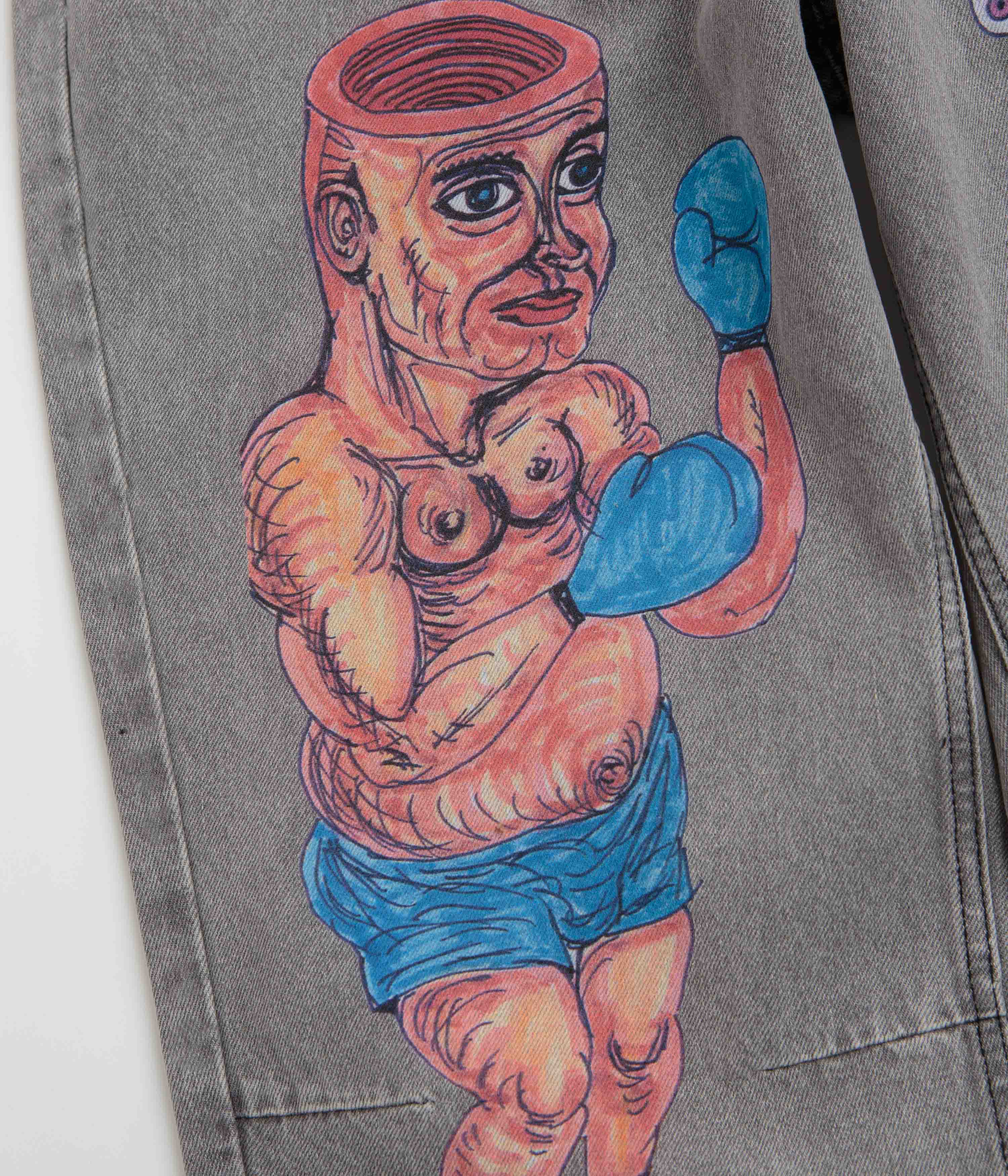 Butter Goods x Daniel Johnston Boxing Jeans - Washed Grey - Image 4