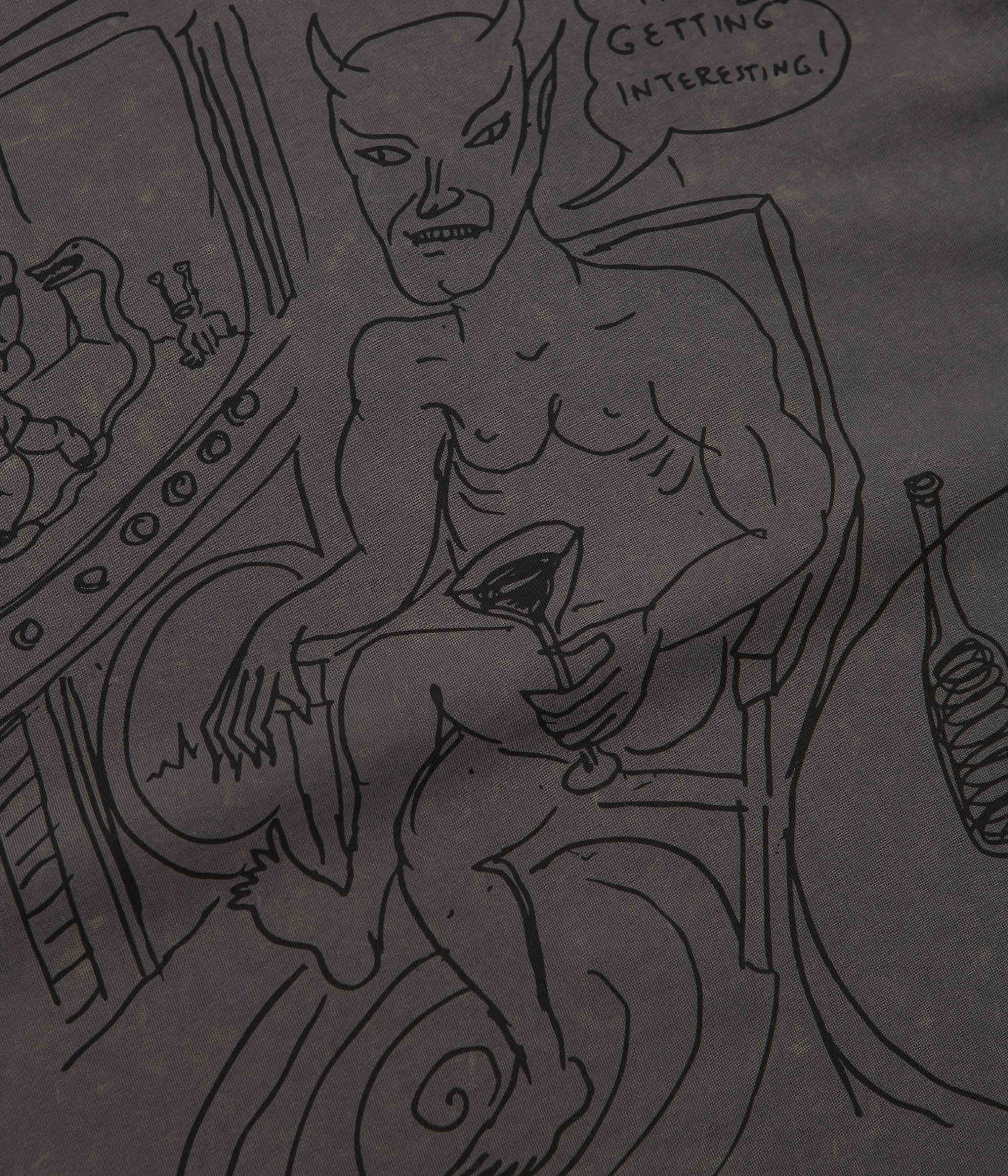 Butter Goods x Daniel Johnston Satan T-Shirt - Black Acid Wash - Image 4