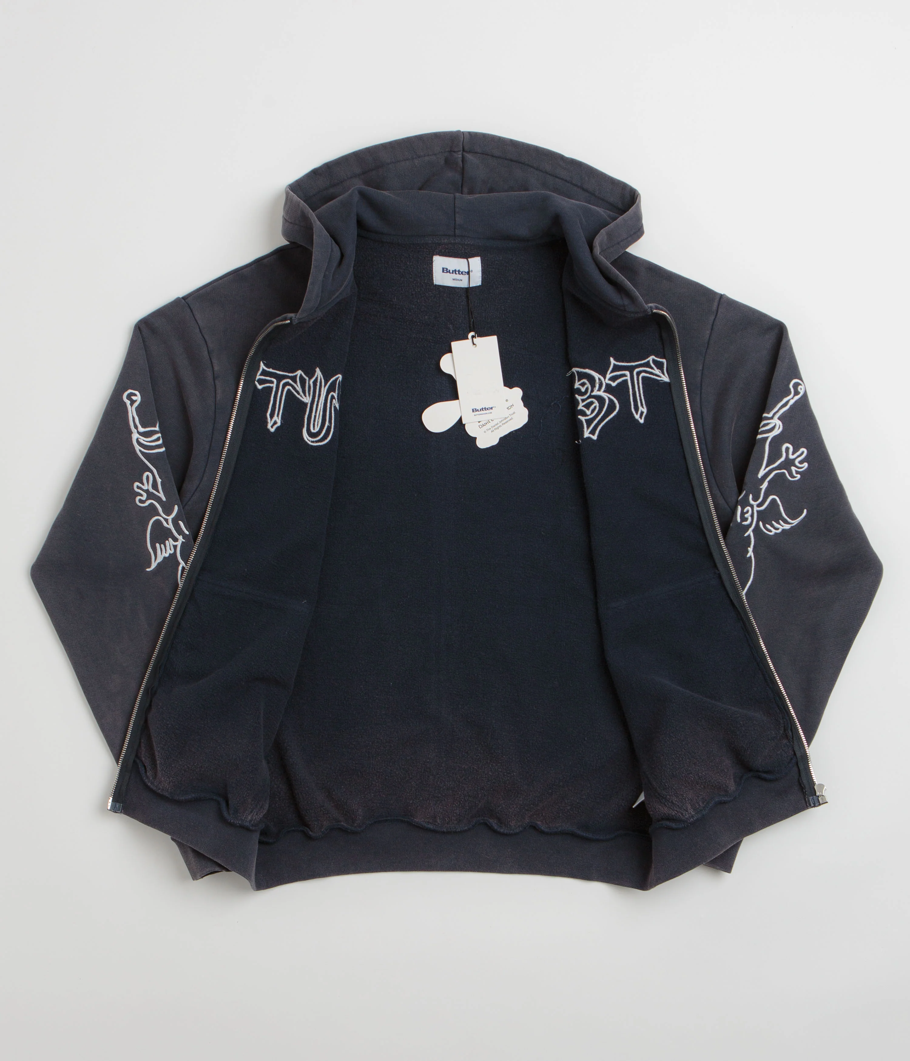 Butter Goods x Daniel Johnston Thirteen Zip-Thru Hoodie - Washed Navy - Image 2