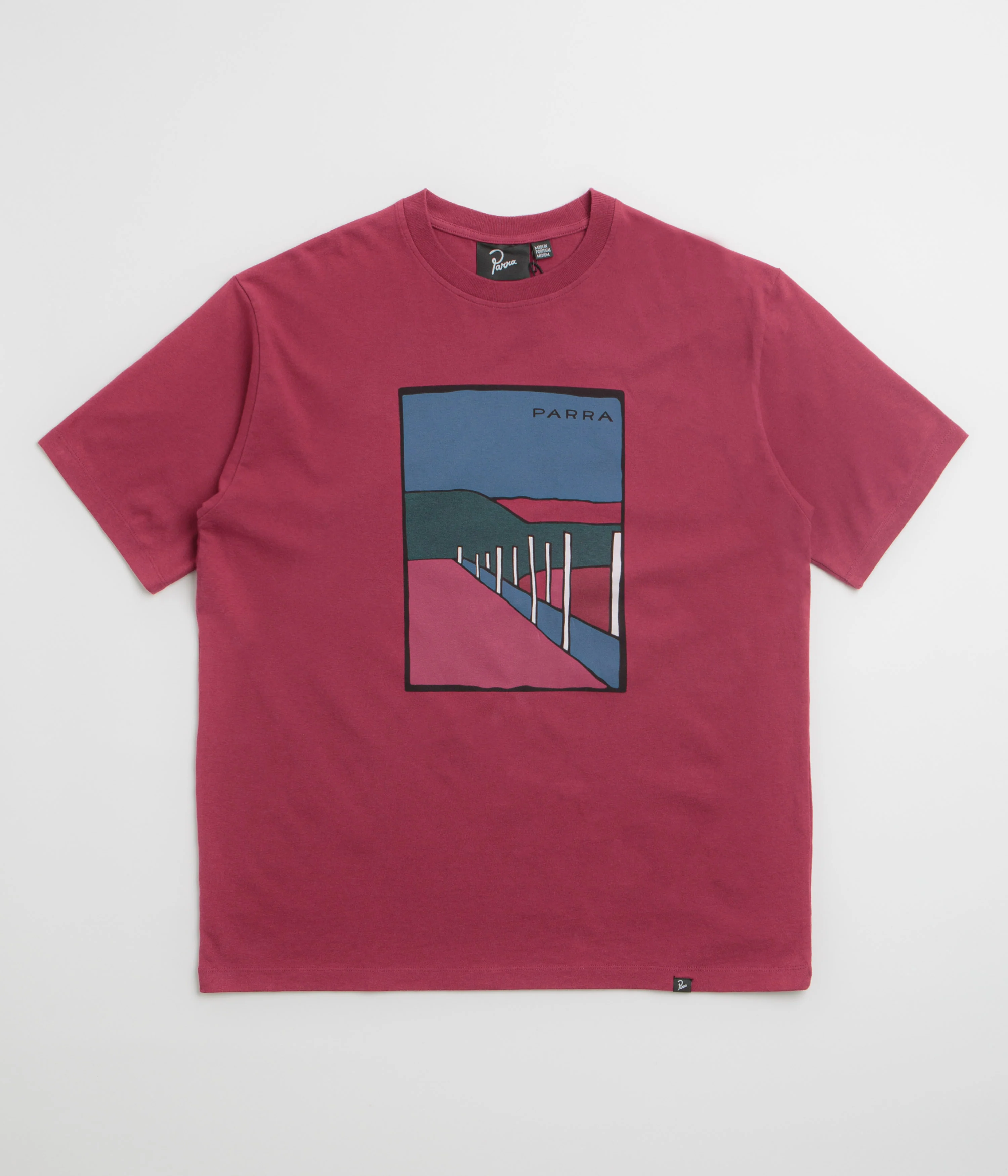 by Parra Beach Parking T-Shirt - Raspberry