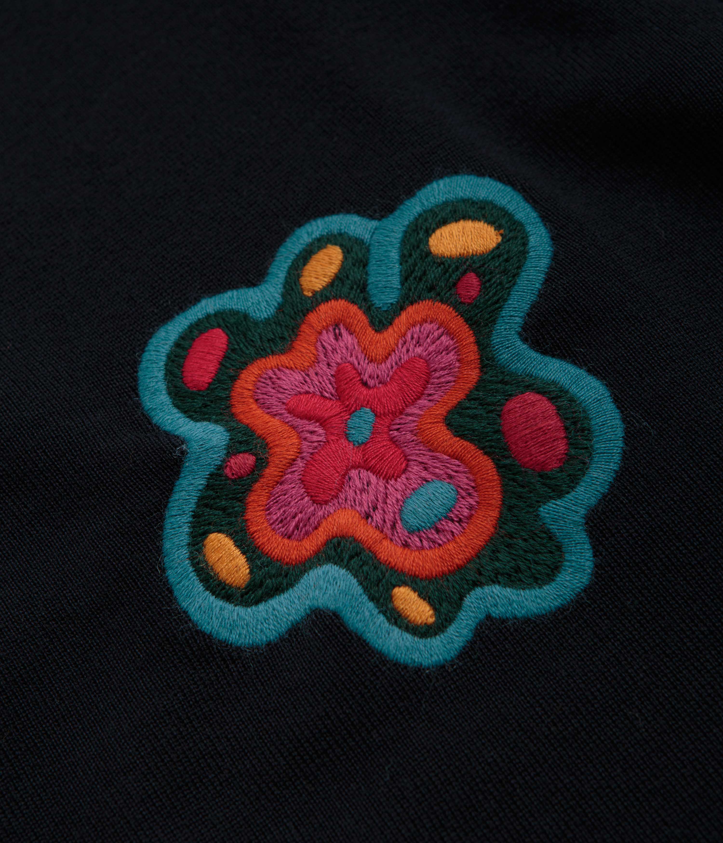 by Parra Flower Blob Knitted Polo Shirt - Midnight Blue - Image 3