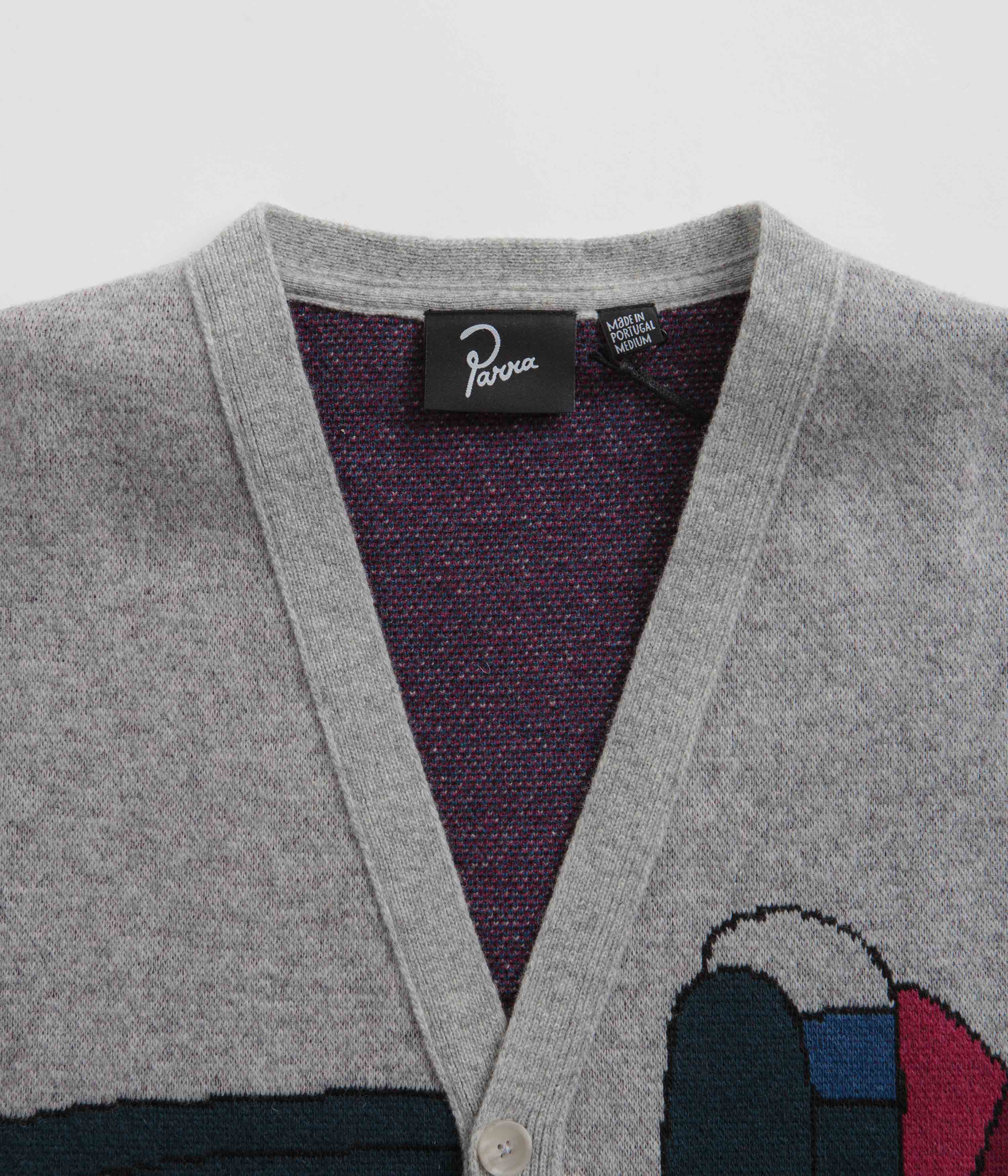 by Parra No Parking Knitted Cardigan - Grey Melange - Image 4