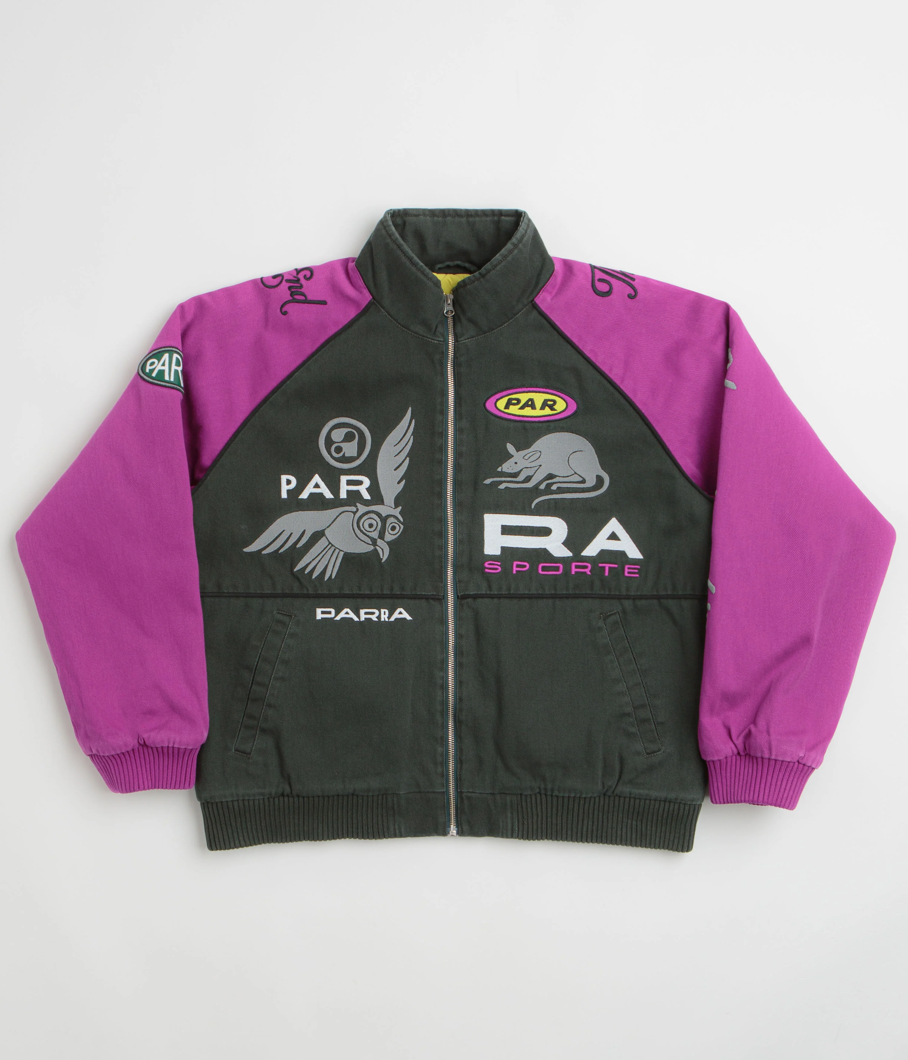 by Parra Owl Meets Rat Racing Jacket - Purple Pink