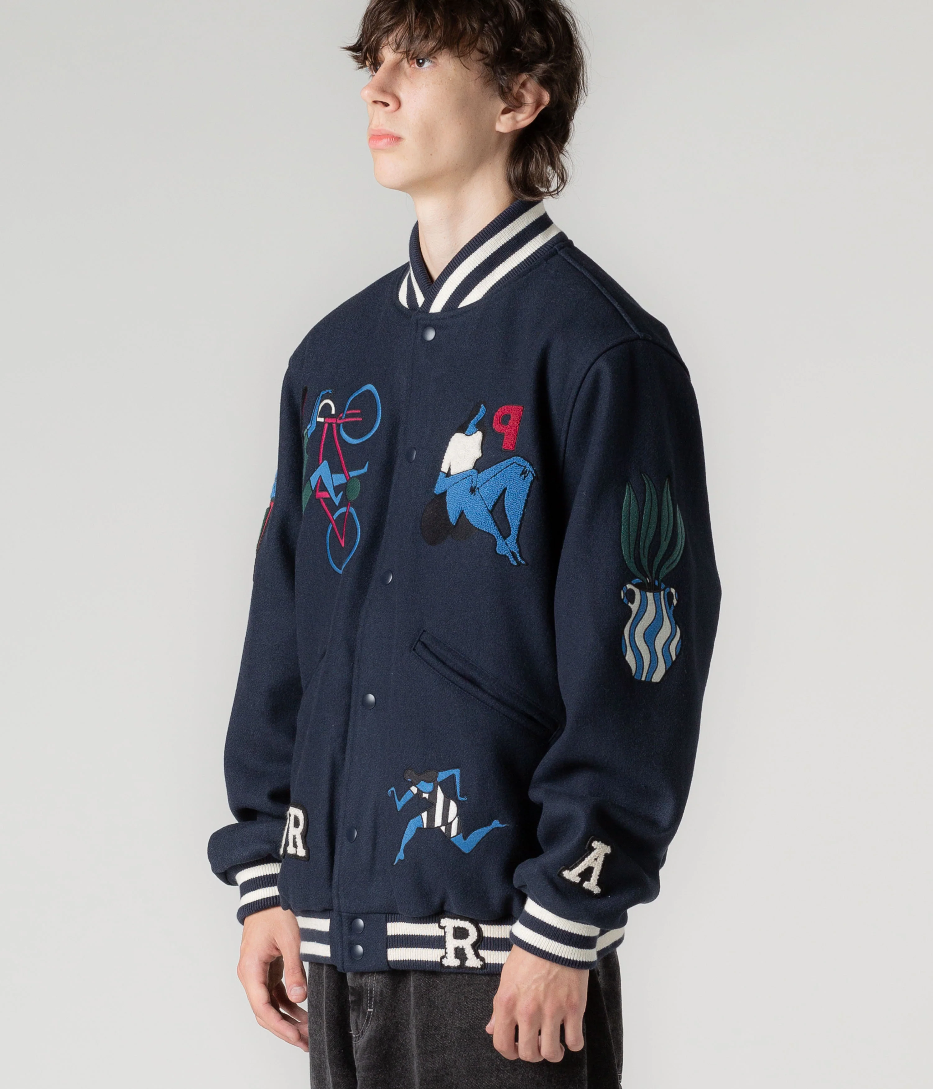 by Parra Run Sit & Bike Varsity Jacket - Navy Blue - Image 8