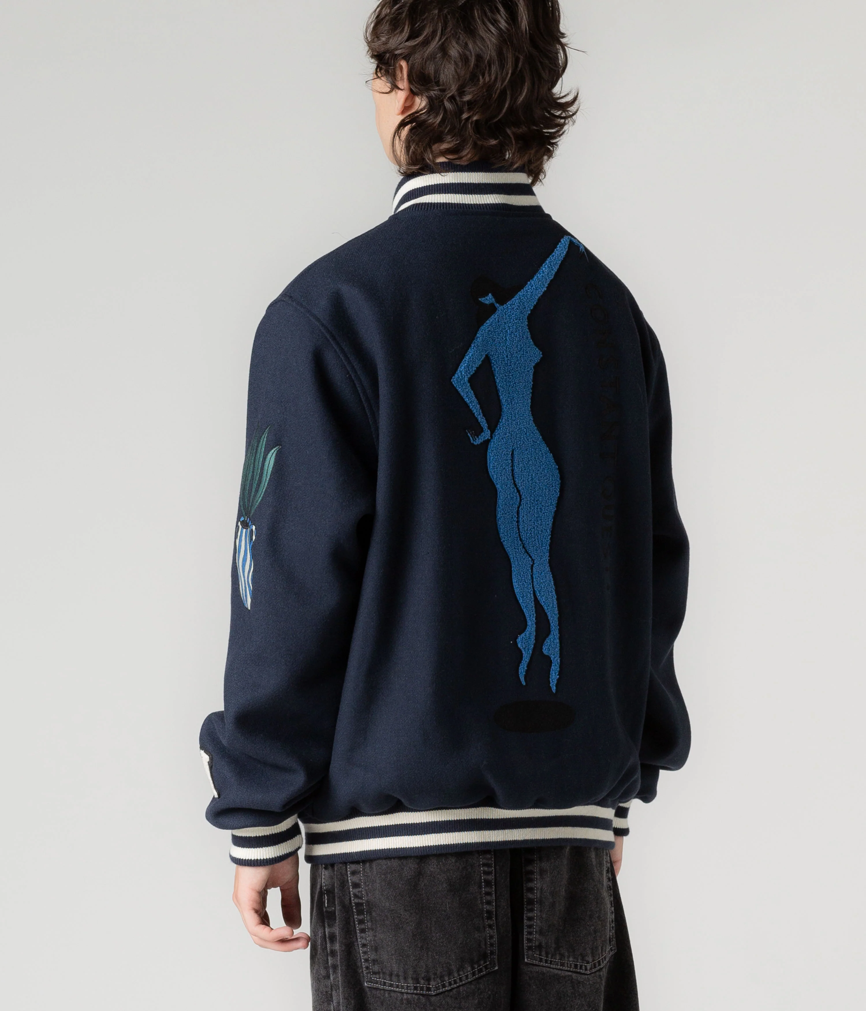 by Parra Run Sit & Bike Varsity Jacket - Navy Blue - Image 9