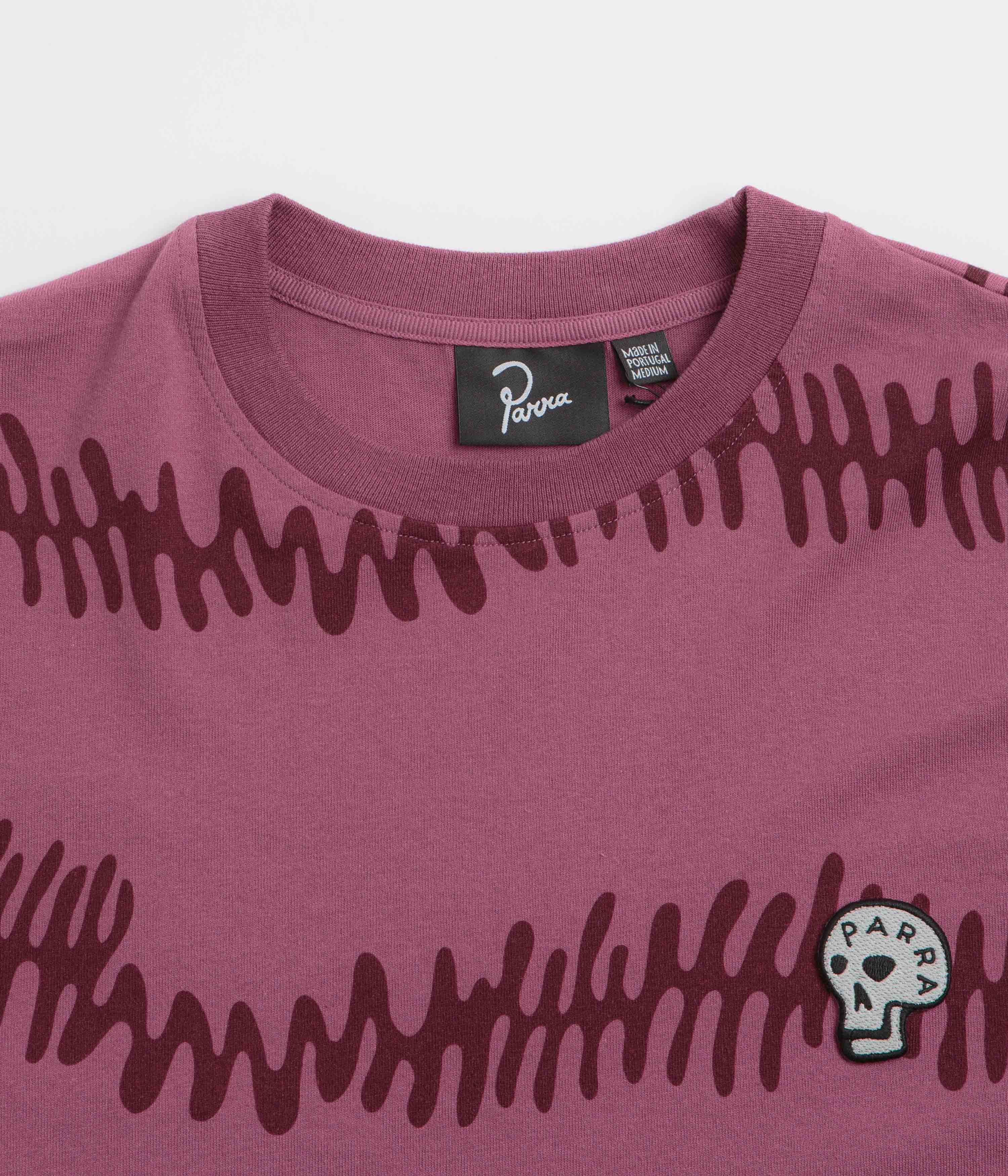 by Parra Stitched Skull Long Sleeve T-Shirt - Washed Magenta - Image 2