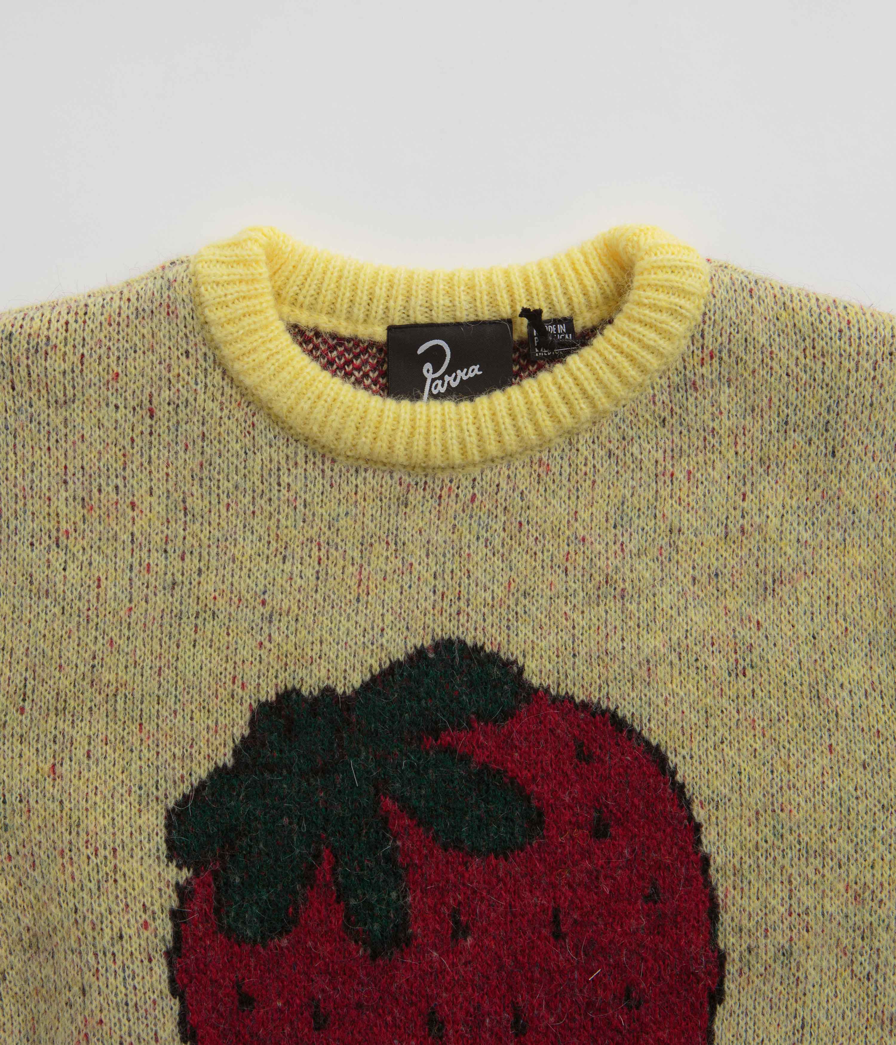 by Parra Stupid Strawberry Knitted Sweatshirt - Yellow - Image 4