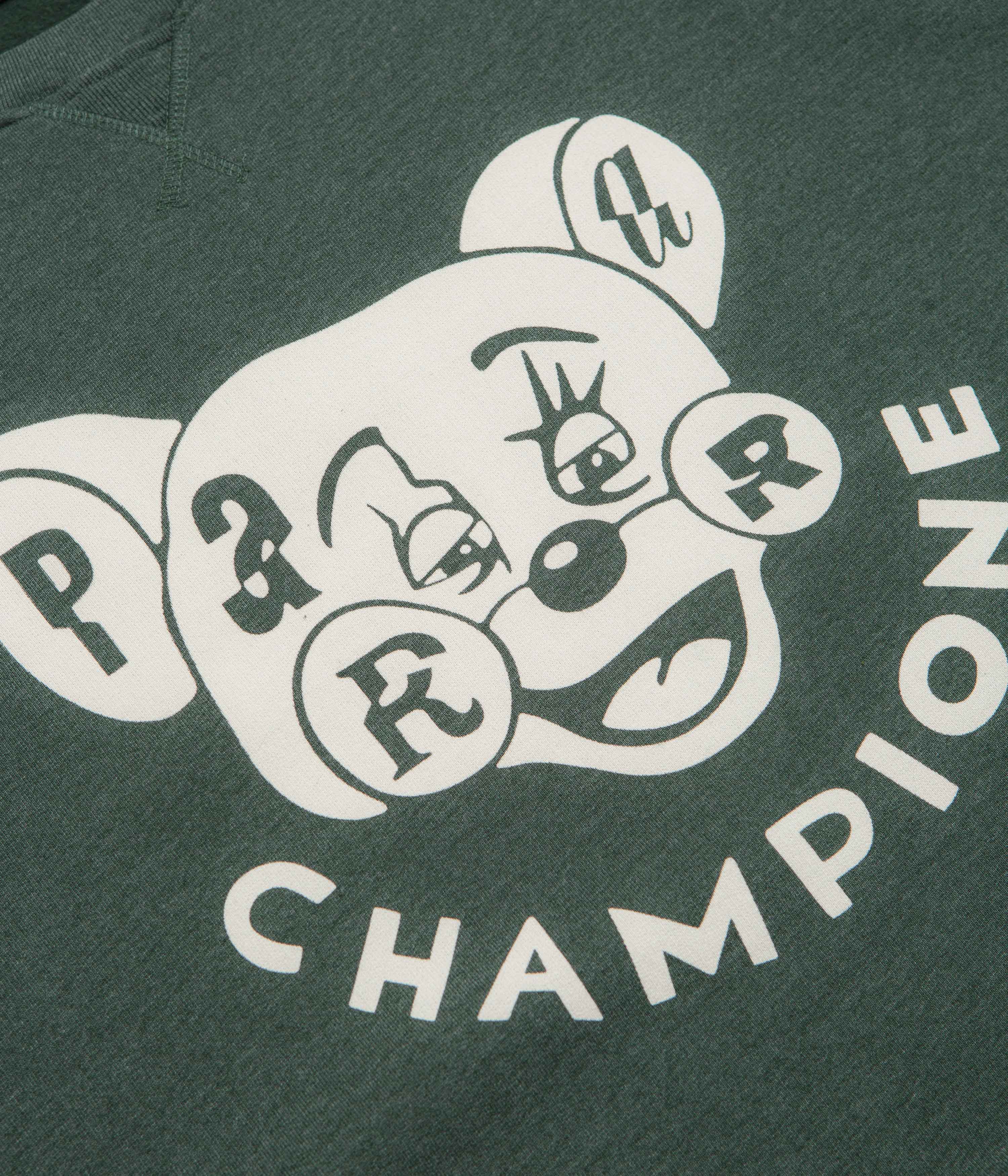 by Parra Tired Champione Crewneck Sweatshirt - Pine Green - Image 3