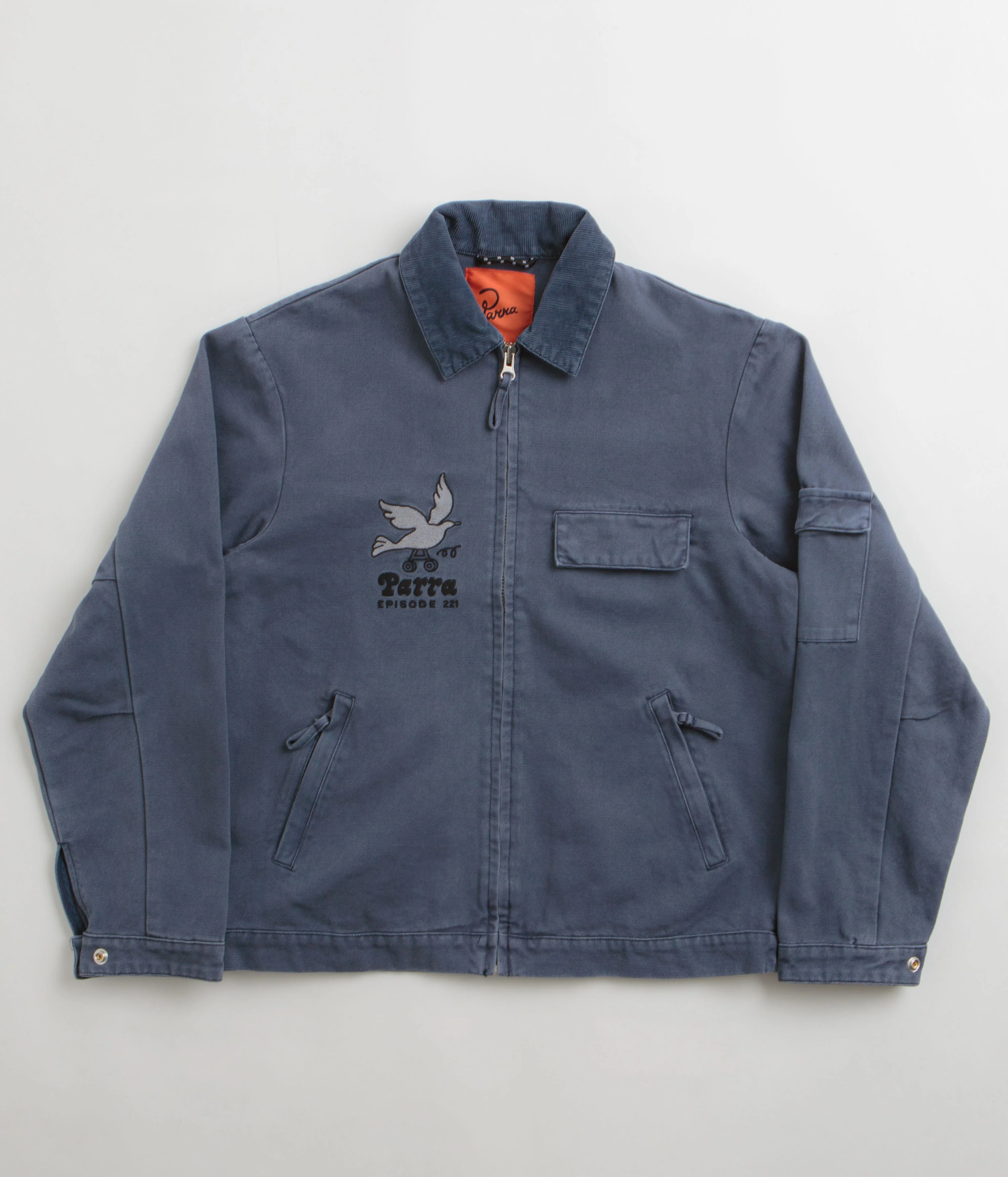 by Parra Twilled Bird Wheel Jacket - Washed Blue
