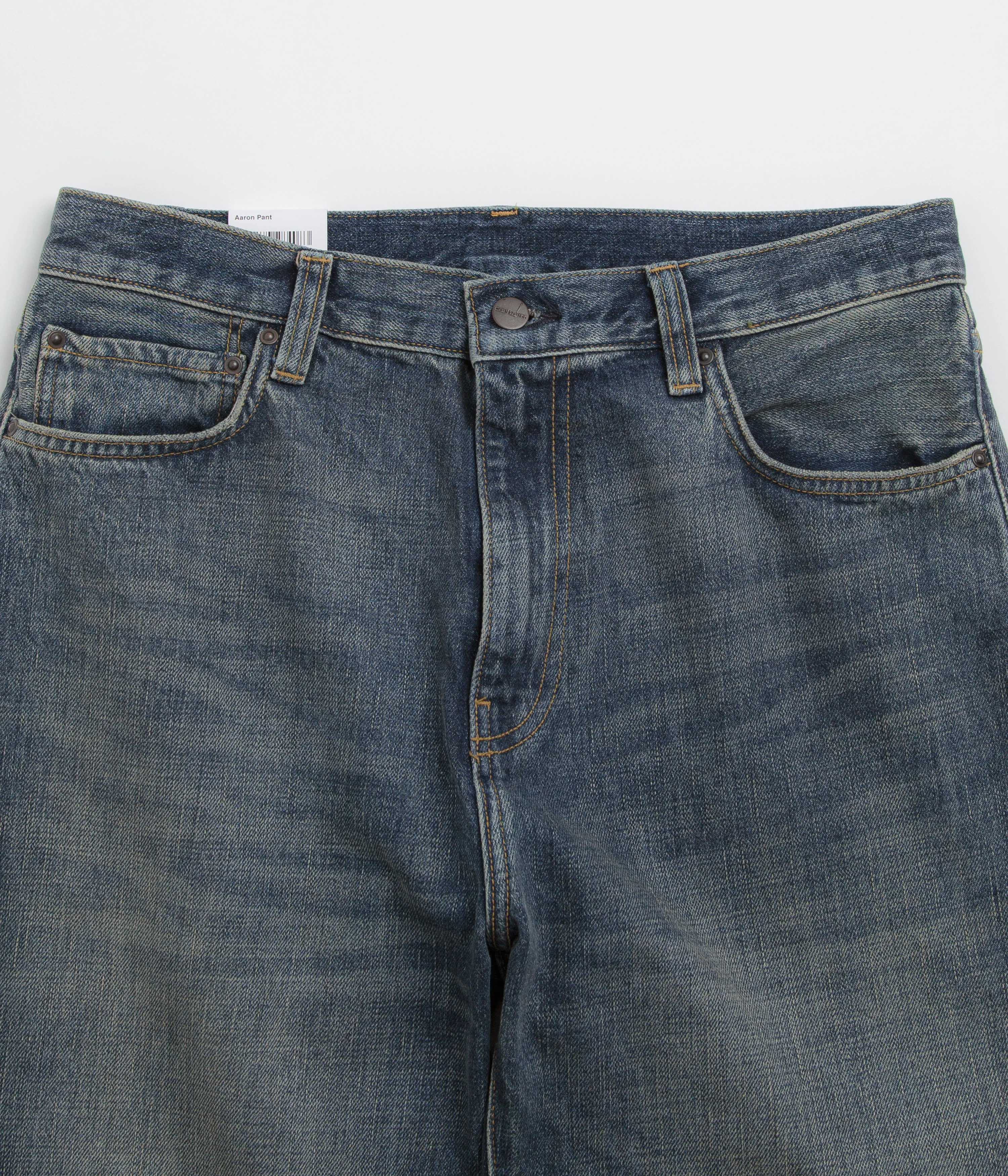 Carhartt Aaron Pants - Blue Worn Used Wash - Image 4
