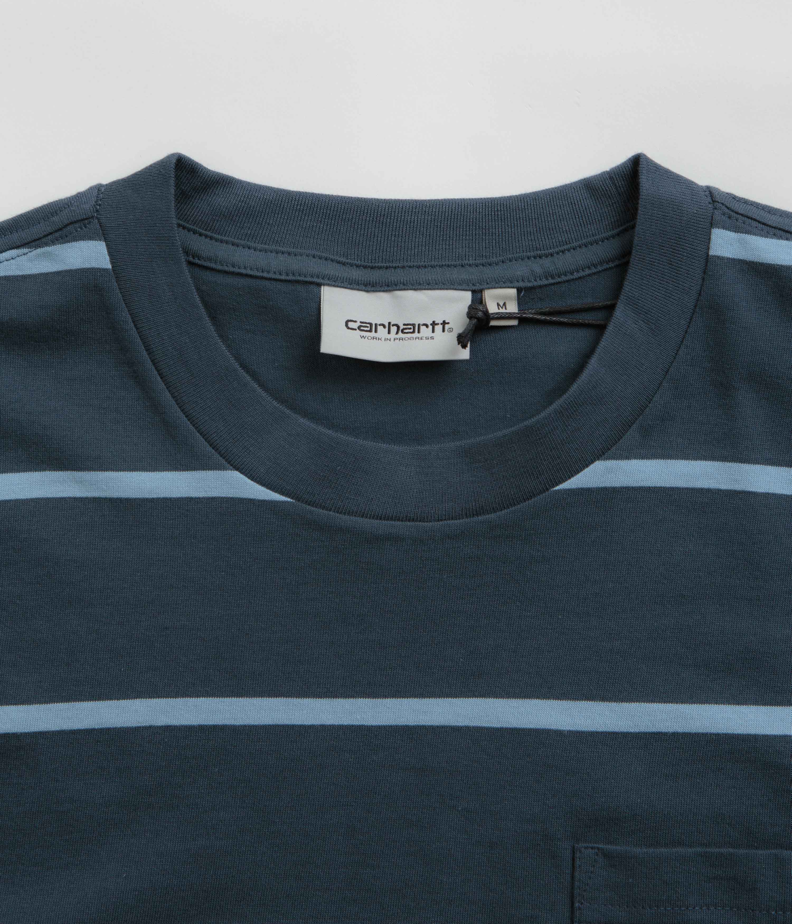 Carhartt Aiken Pocket T-Shirt - Aiken Stripe / Dusky Blue - Image 3